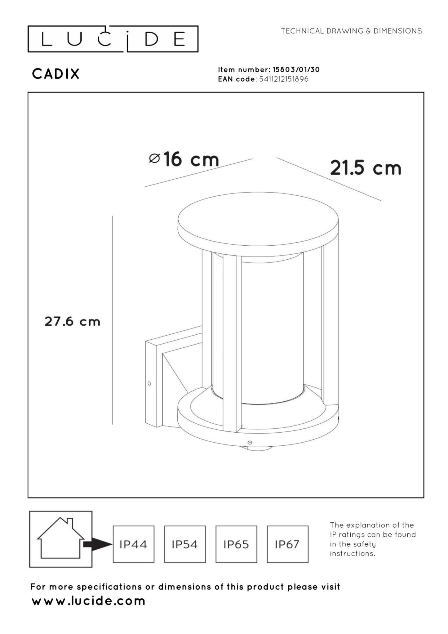 Cadix Outdoor Lights - Matt Black/Clear Glass