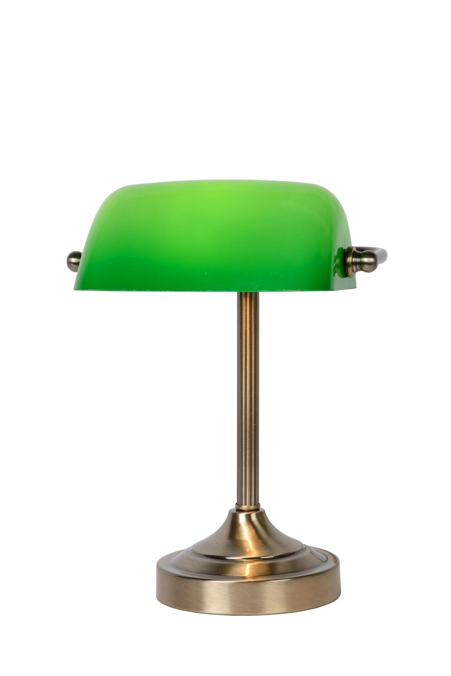 Banker Table Lamp - Antique Brass/Lime Green