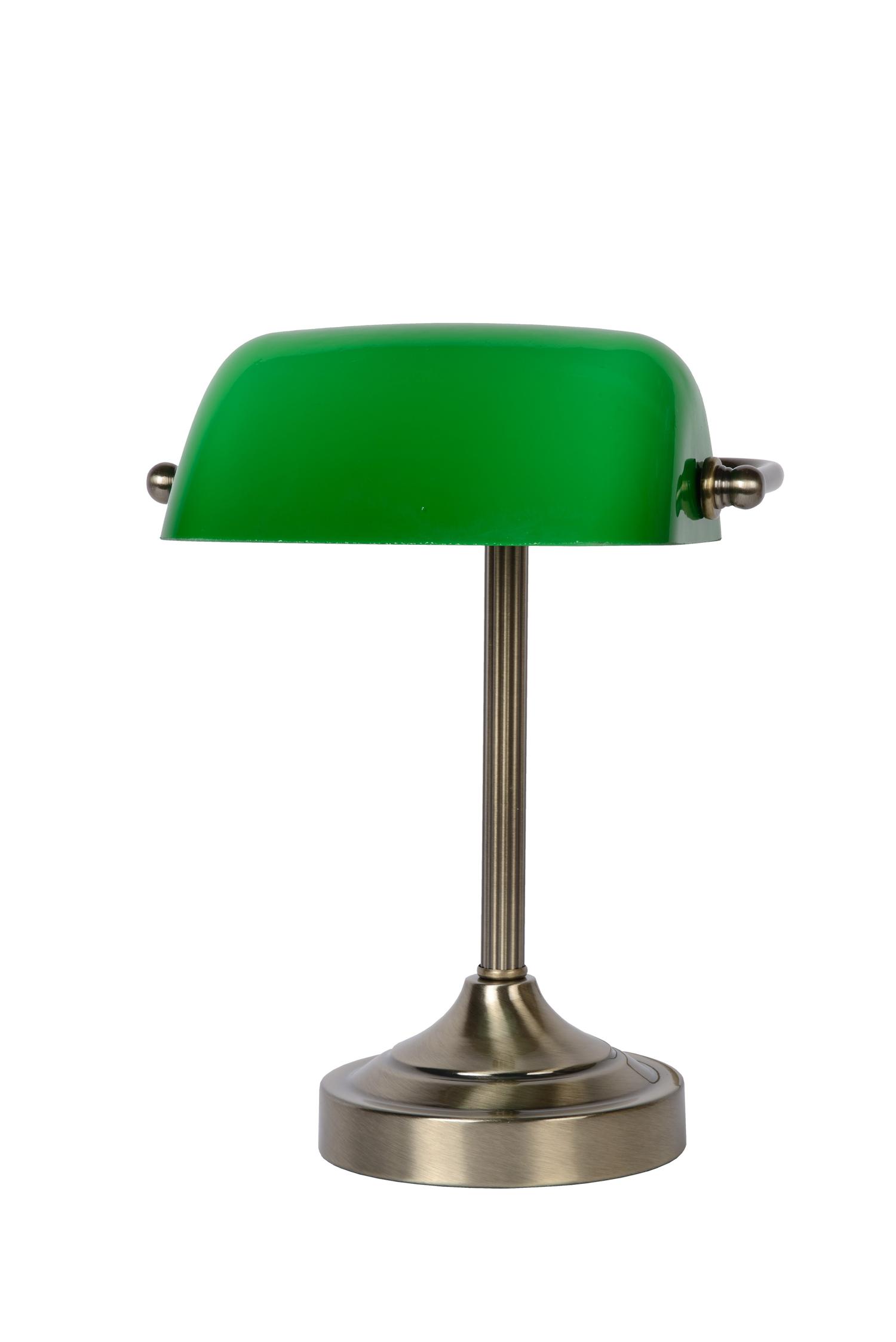 Banker Table Lamp - Antique Brass/Lime Green