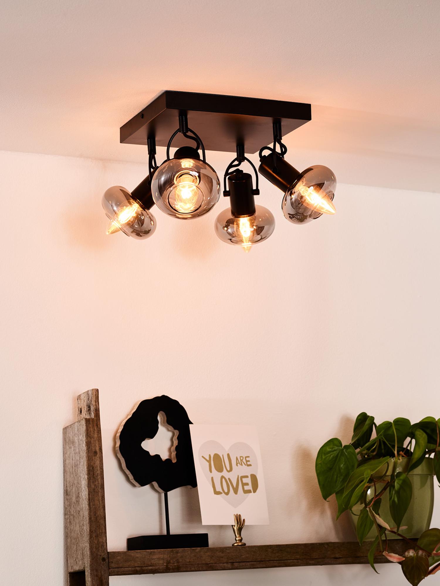 Madee Ceiling Lights - Matt Black/Smoked Grey