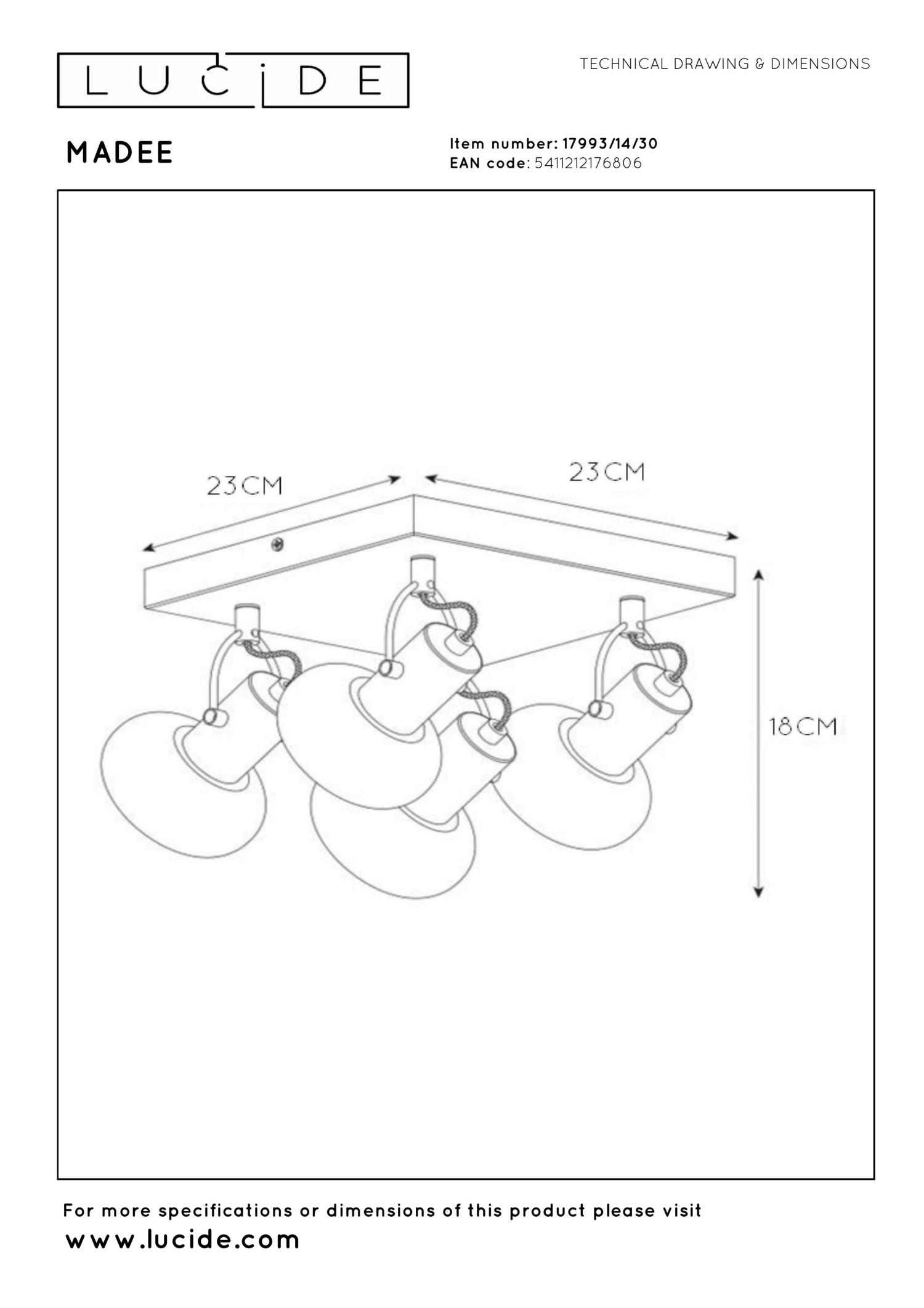 Madee Ceiling Lights - Matt Black/Smoked Grey