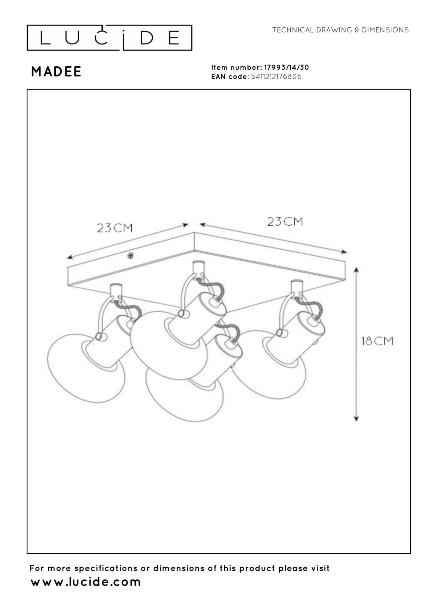Madee Ceiling Lights - Matt Black/Smoked Grey