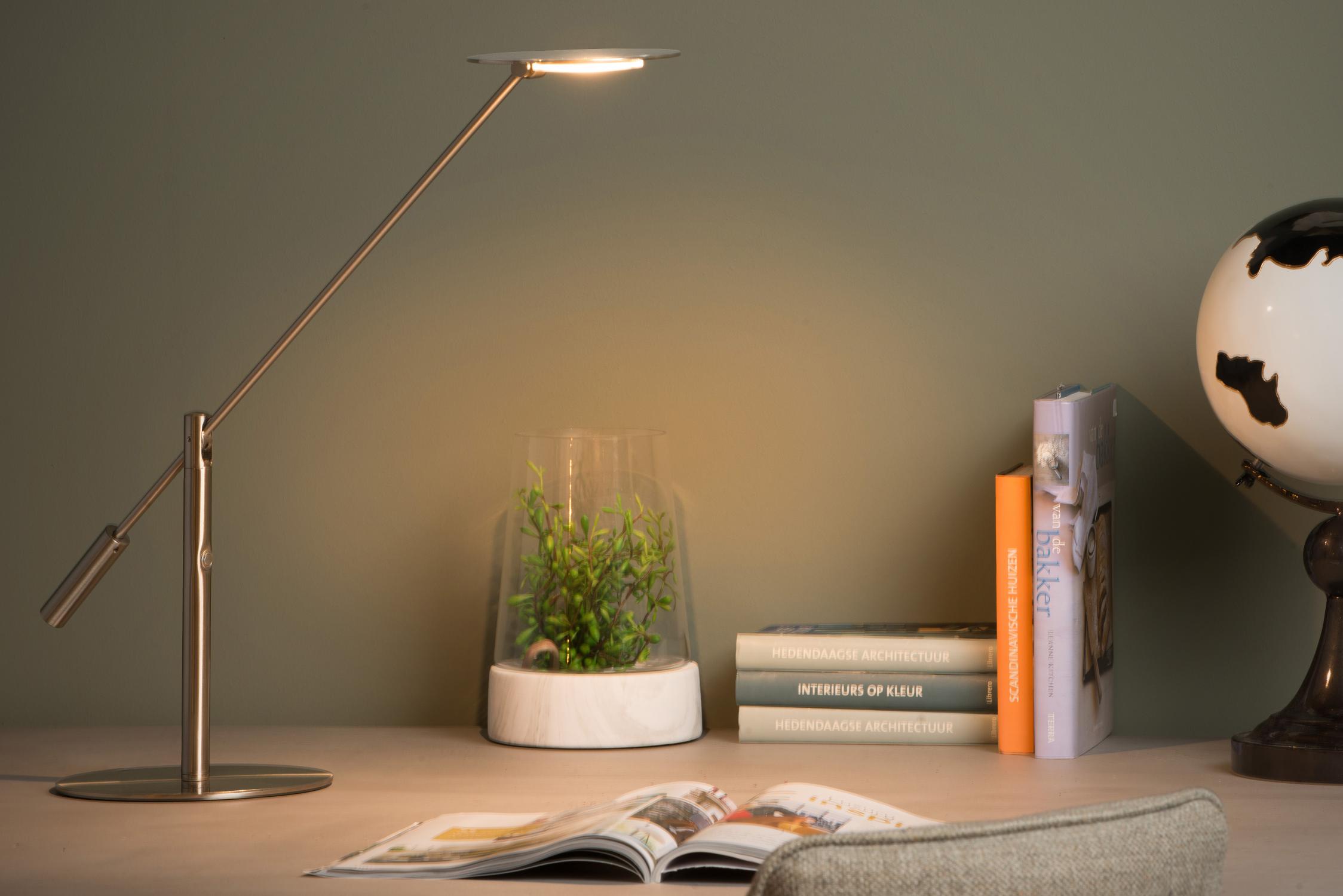 Anselmo Table Lamp - Satin Chrome/Opal