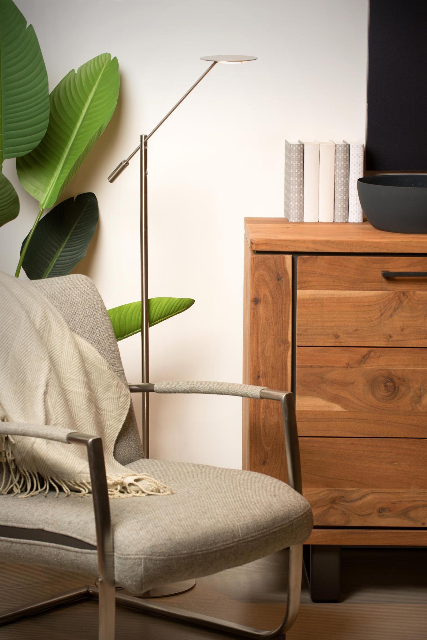 Anselmo Floor Lamp - Satin Chrome/Opal