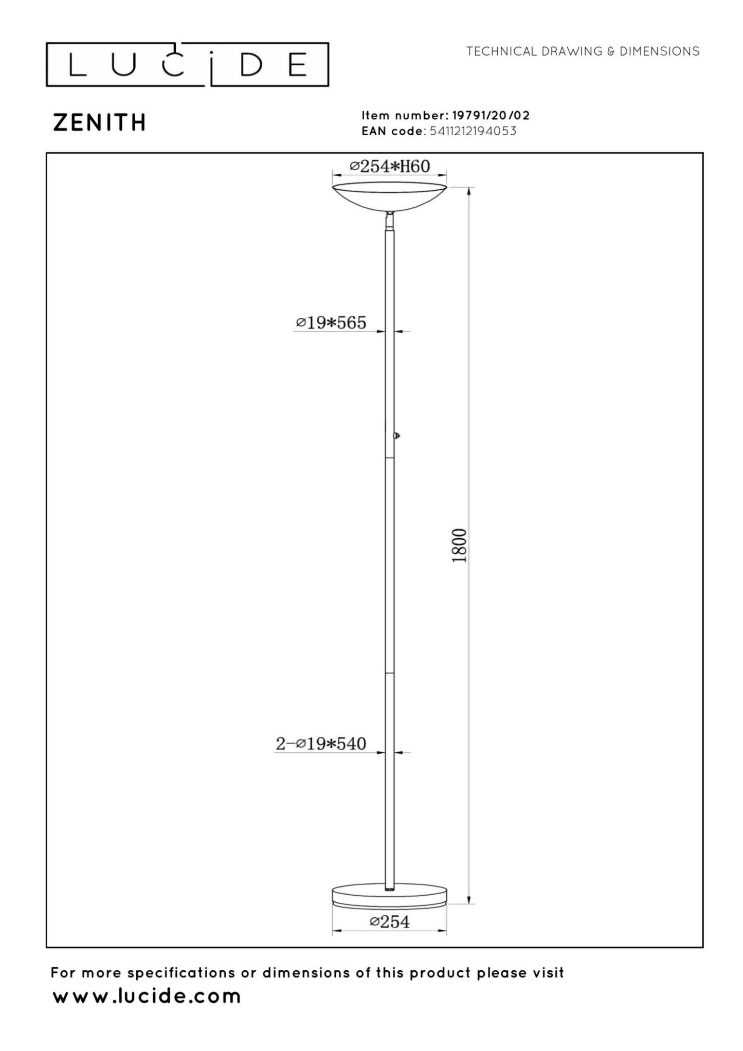 Zenith Floor Lamp - Matt Gold