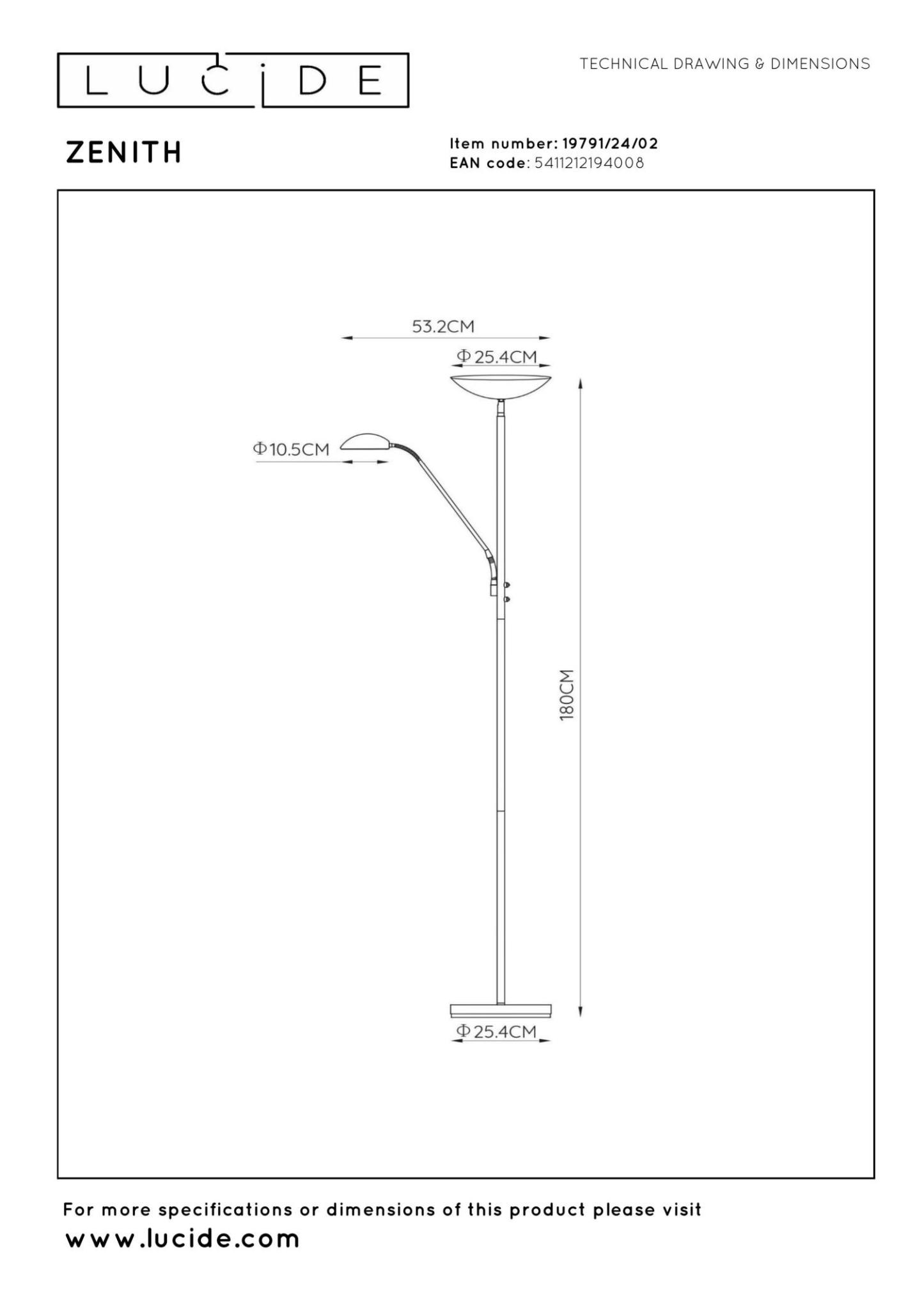 Zenith Floor Lamp - Matt Gold