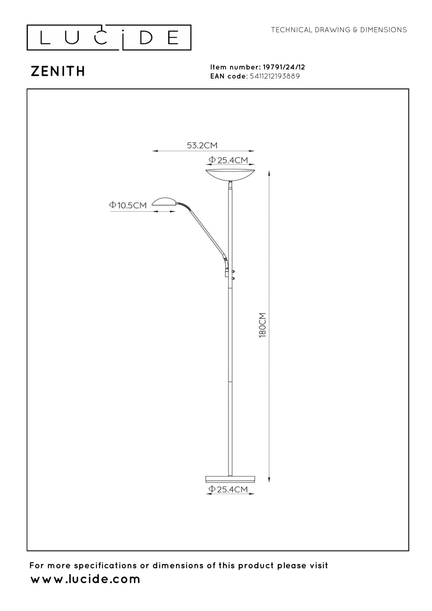 Zenith Floor Lamp - Matt Gold