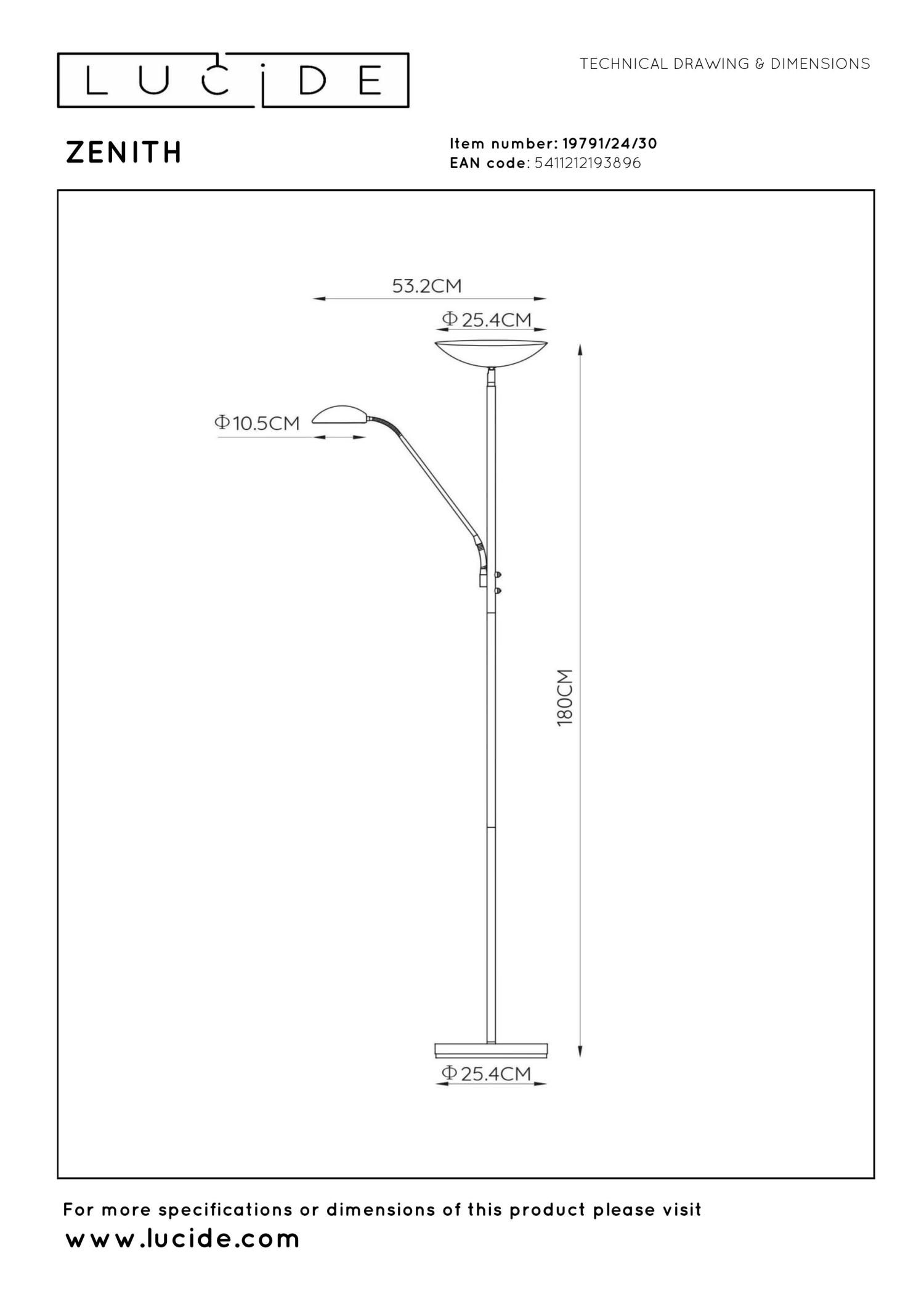 Zenith Floor Lamp - Matt Gold