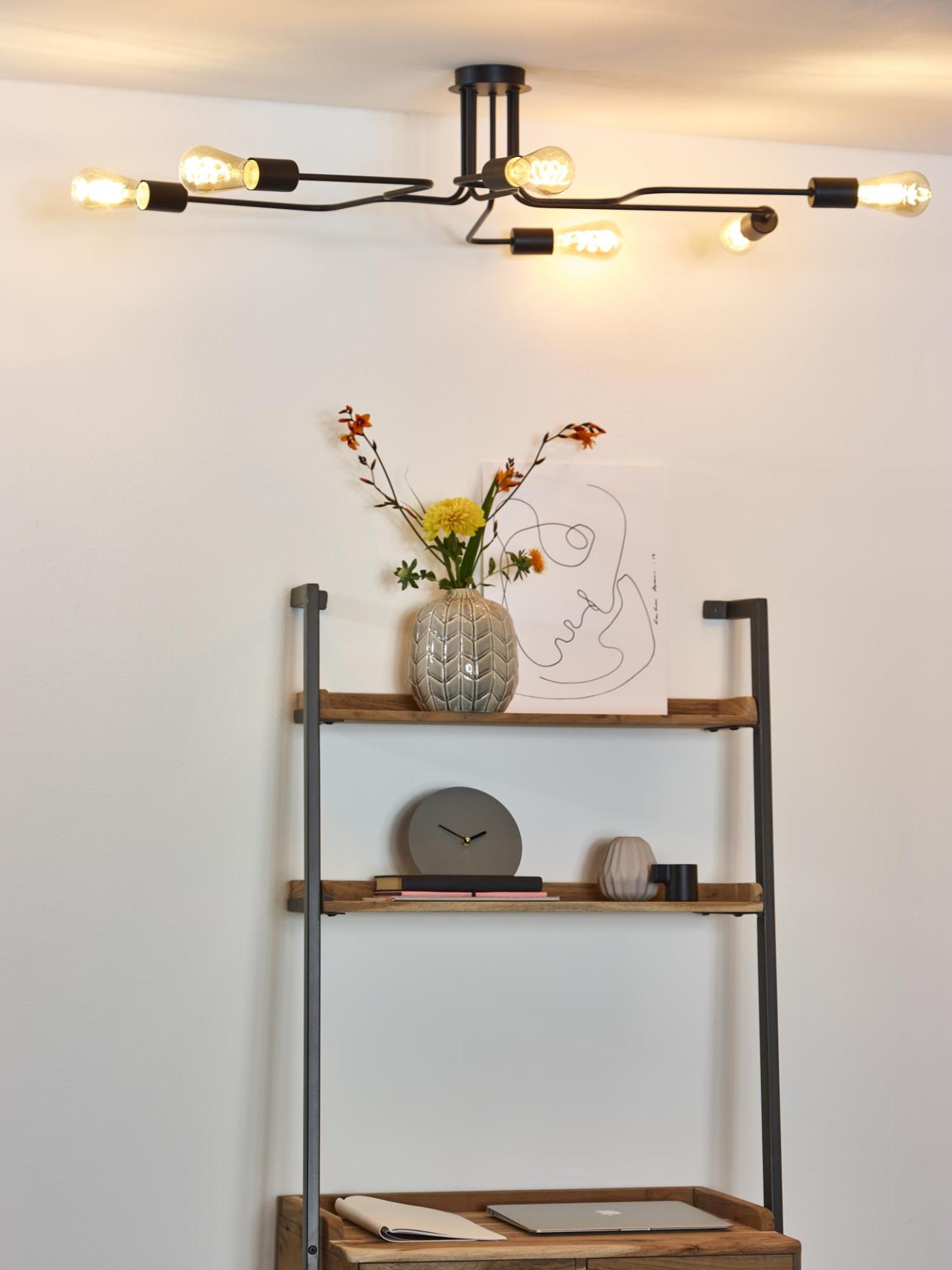 Lester Ceiling Lights - Matt Black - 1000mm Wide