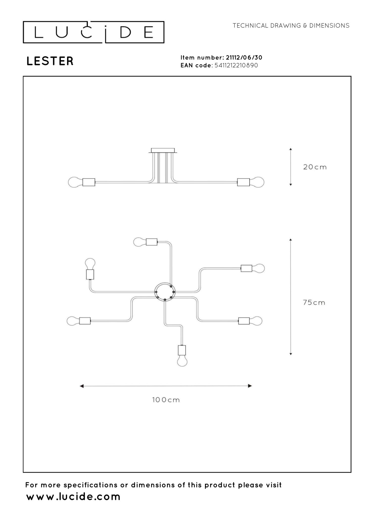 Lester Ceiling Lights - Matt Black - 1000mm Wide
