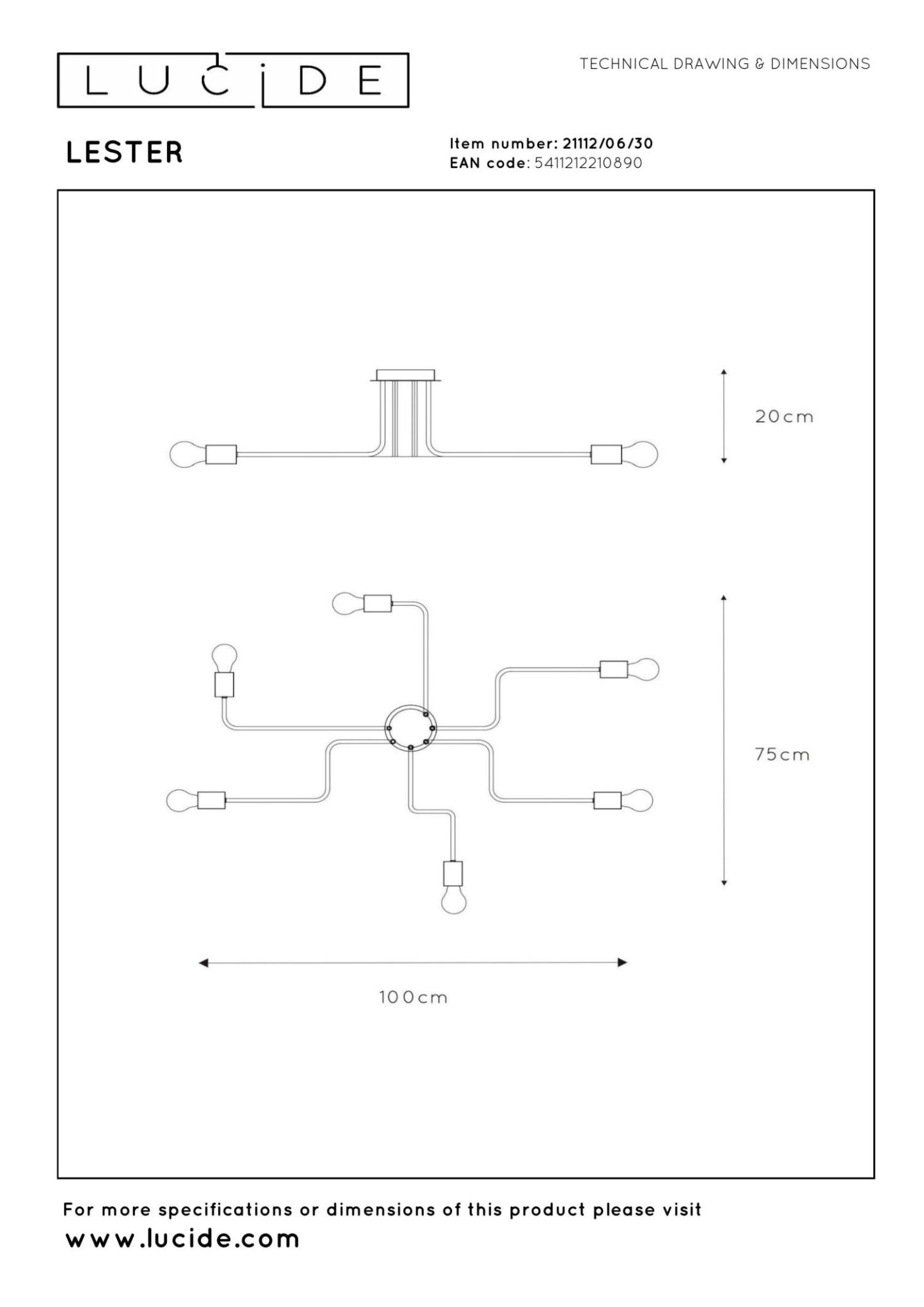 Lester Ceiling Lights - Matt Black - 1000mm Wide