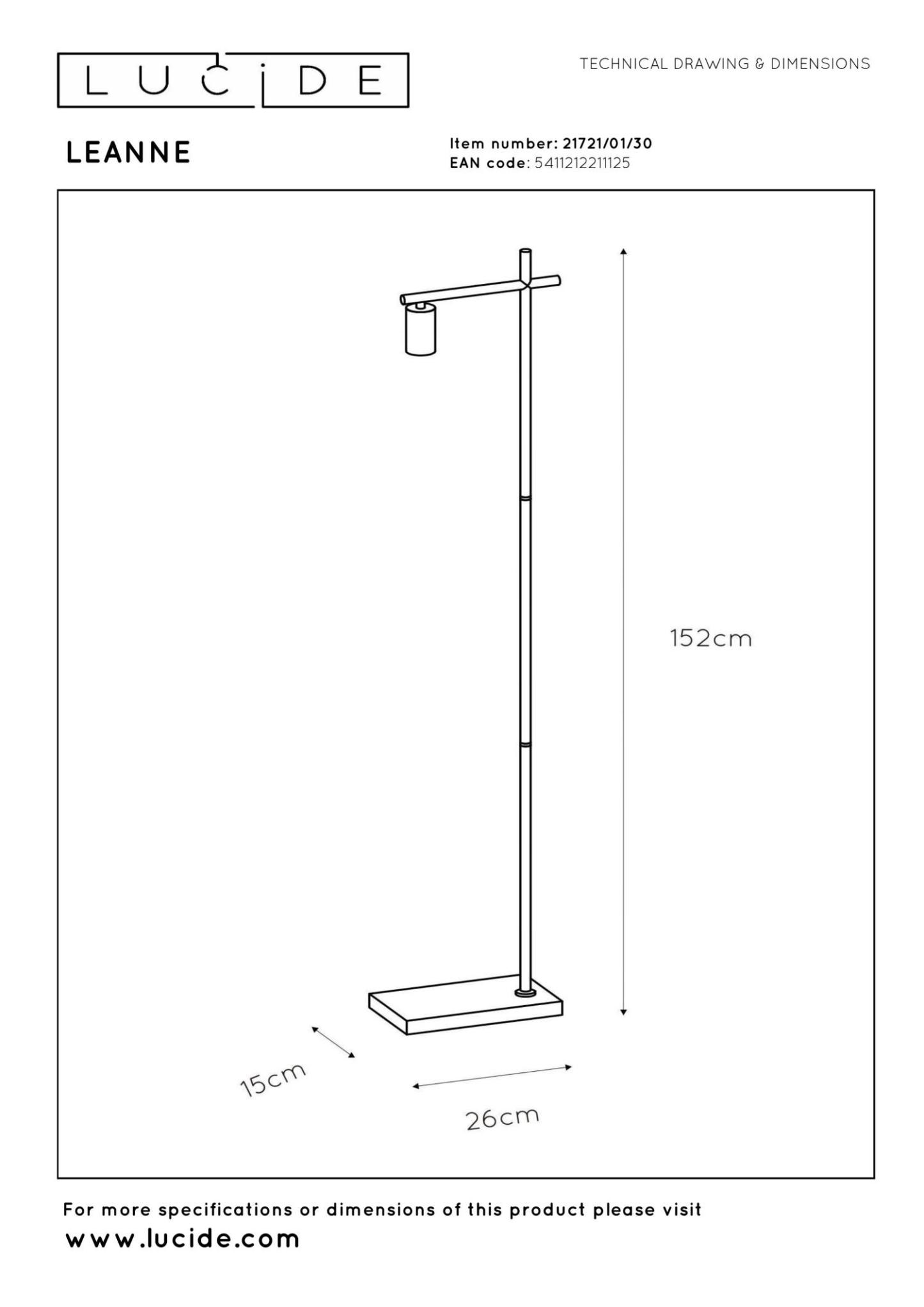 Leanne Floor Lamp - Matt Black
