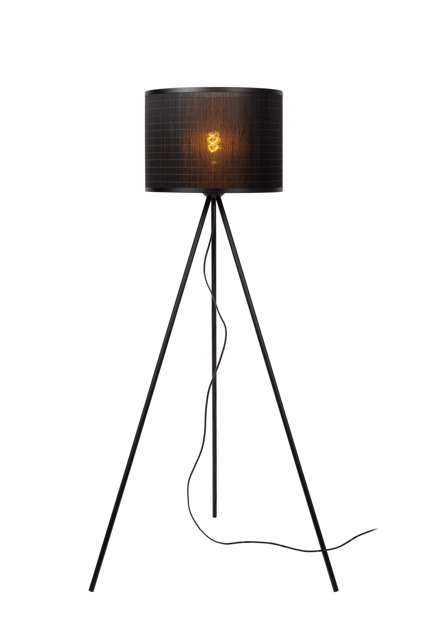 Tagalog Floor Lamp - Matt Black/Black Rattan