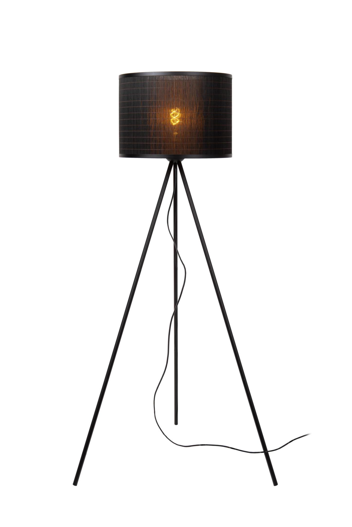 Tagalog Floor Lamp - Matt Black/Black Rattan