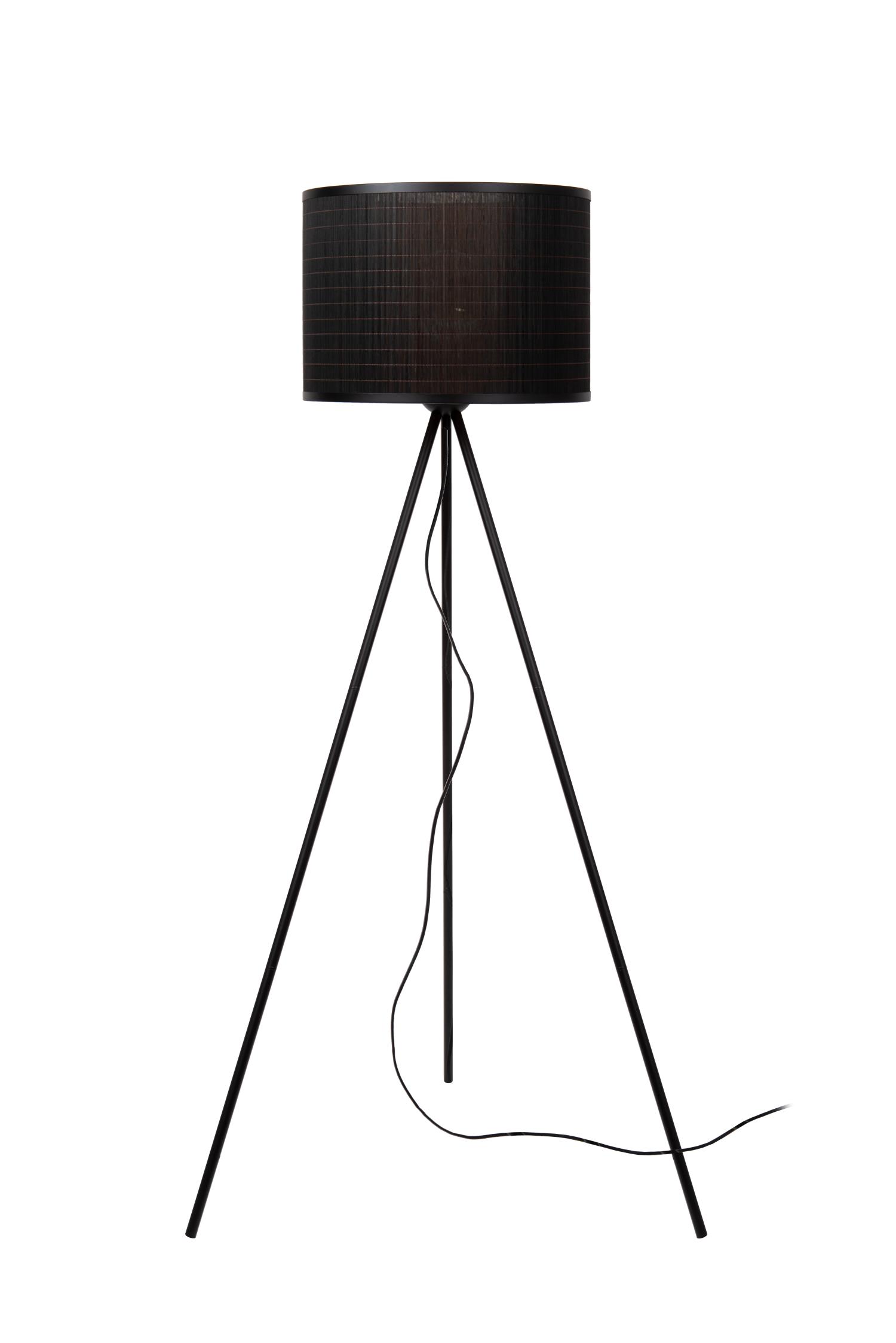 Tagalog Floor Lamp - Matt Black/Black Rattan