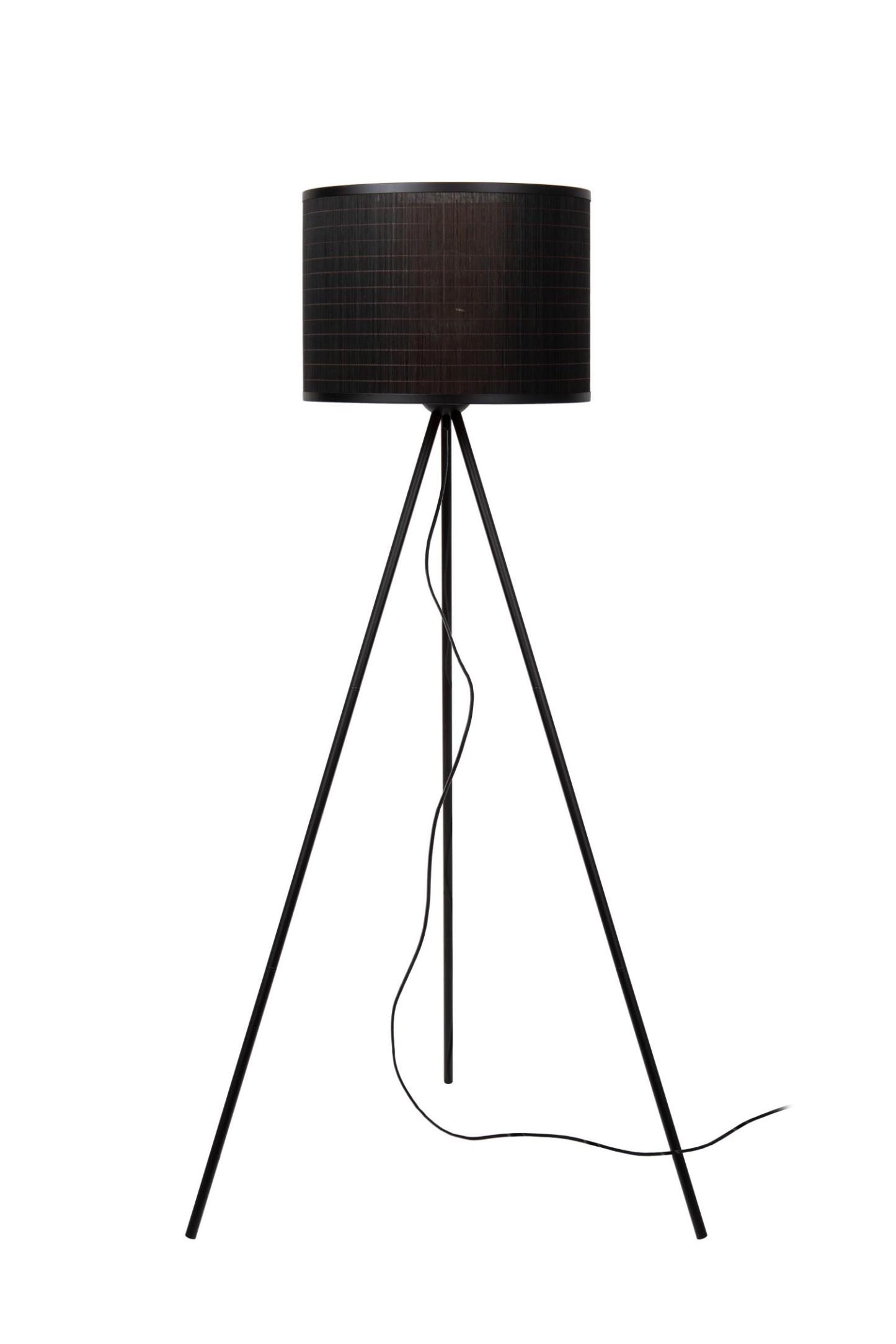 Tagalog Floor Lamp - Matt Black/Black Rattan