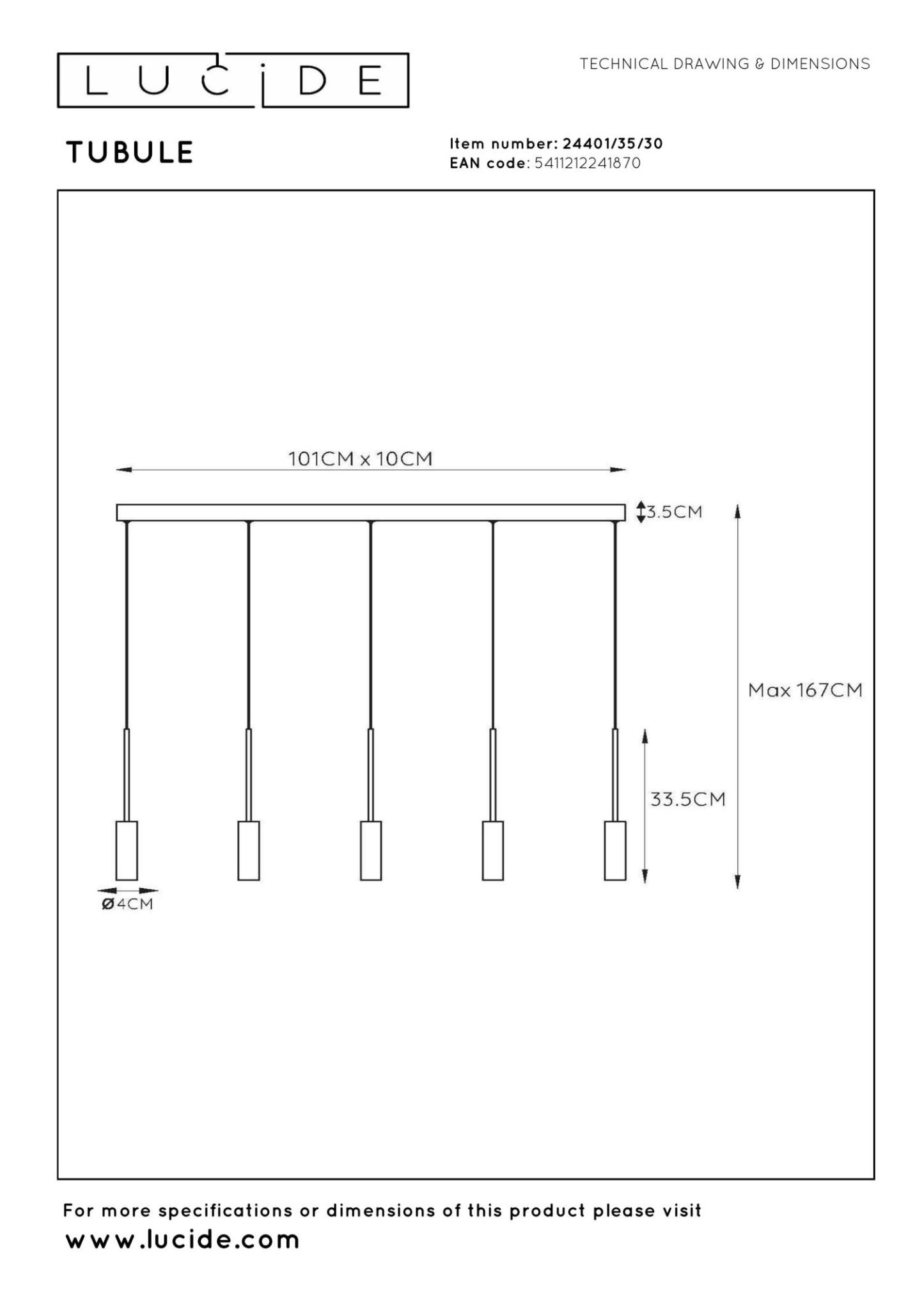 Tubule Ceiling Lights - Matt Black