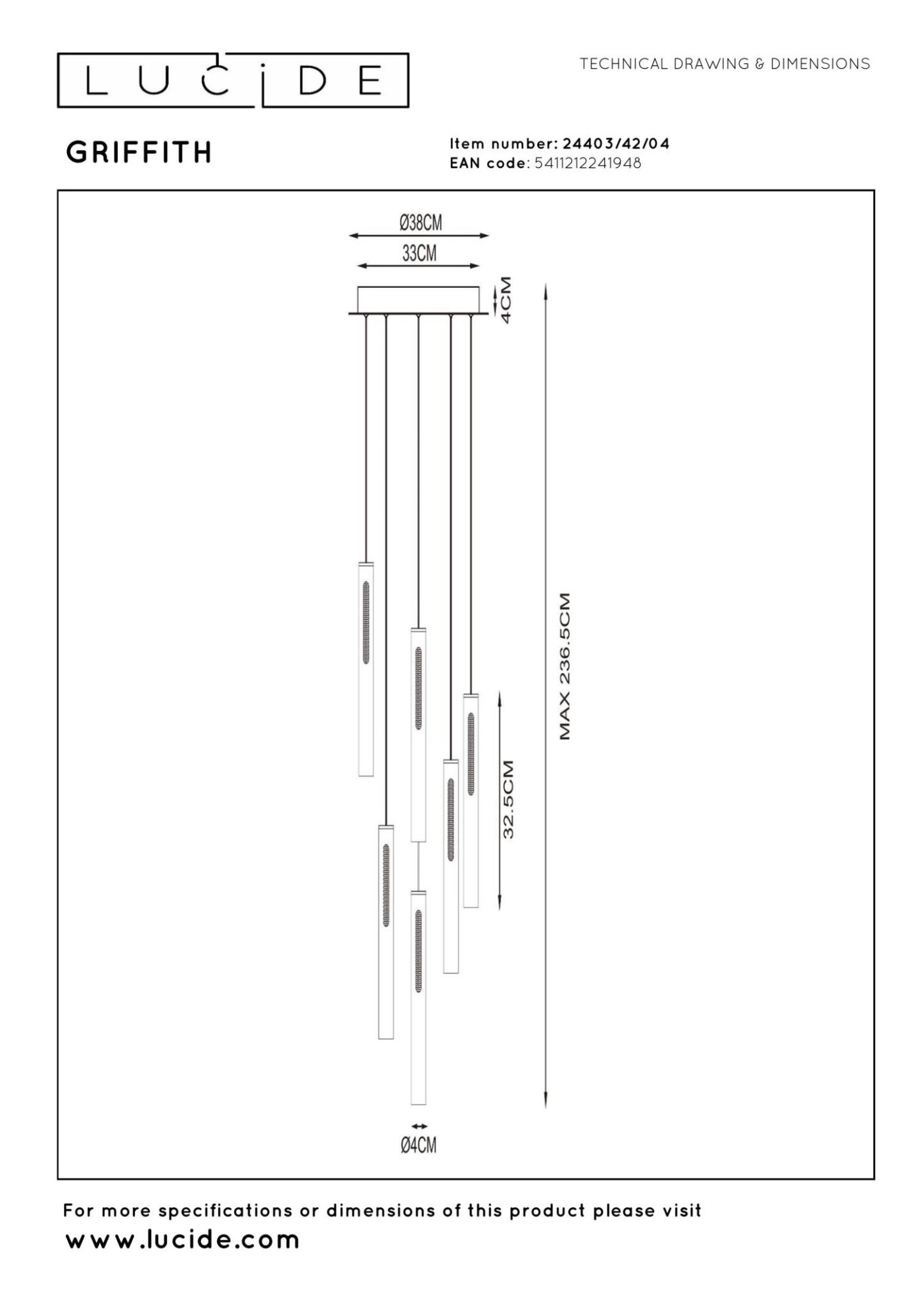 Griffith Ceiling Lights - Matt Bronze/Opal