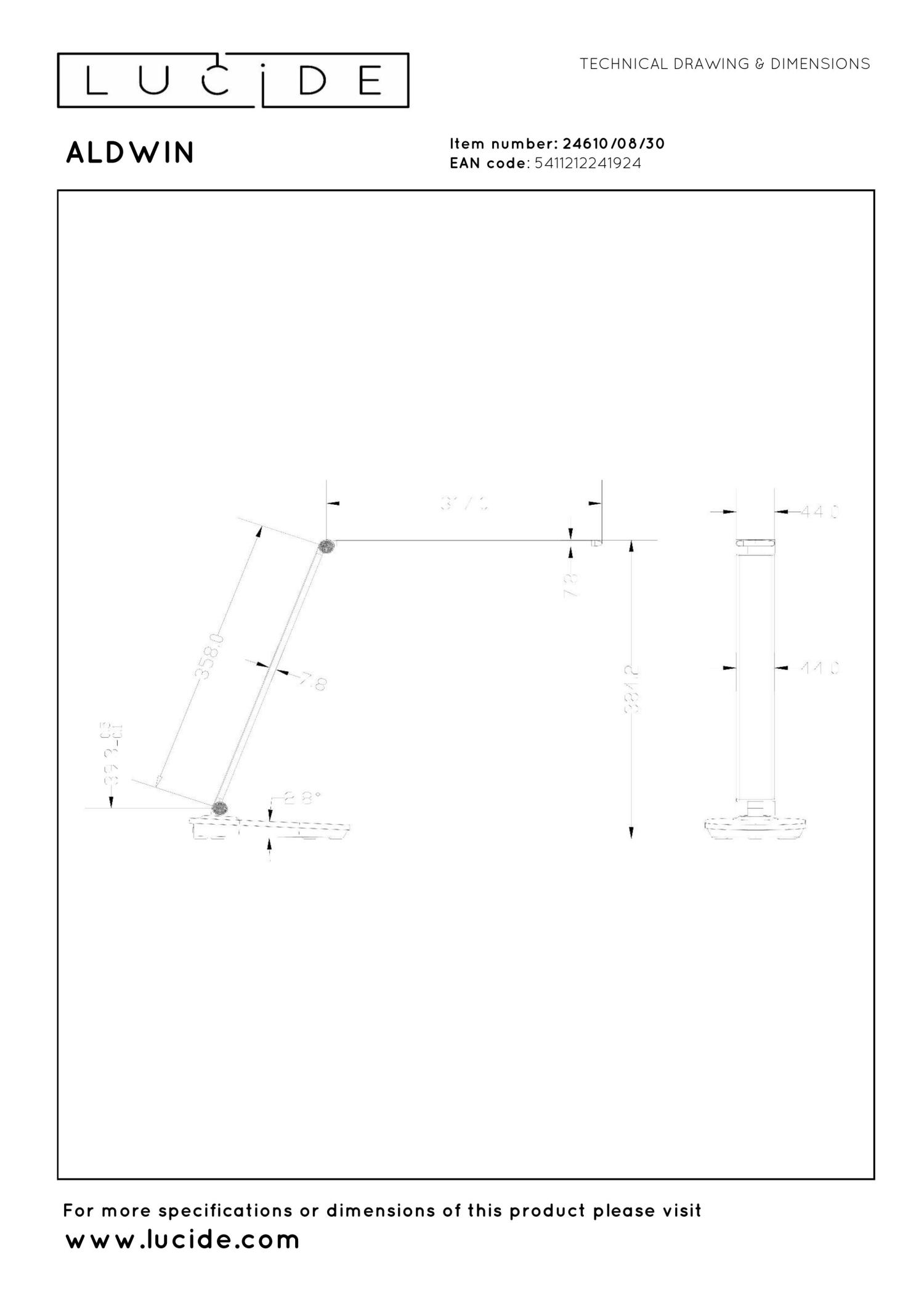 Aldwin Table Lamp - Matt Black/Opal