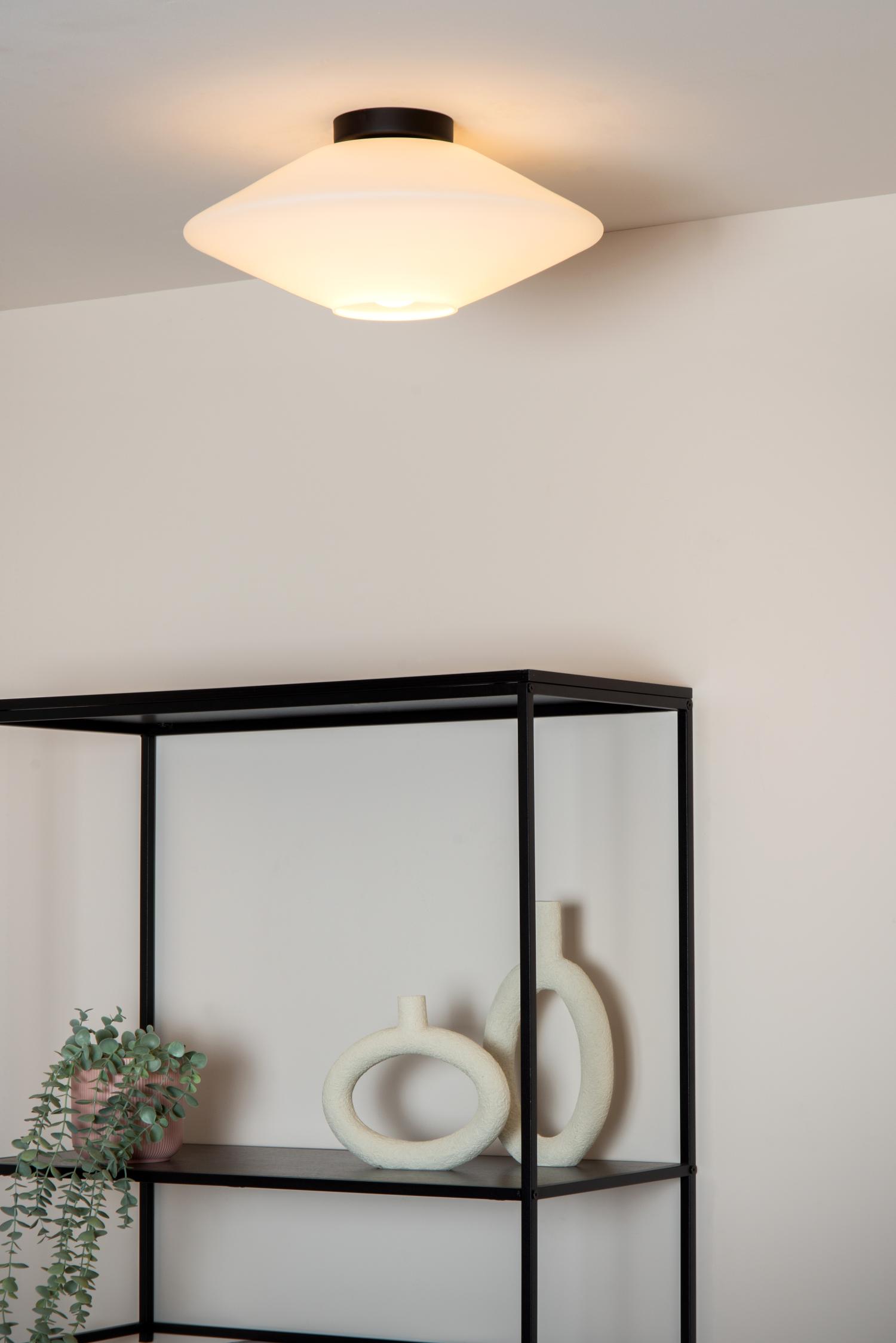 Trevor Ceiling Lights - Matt Black/Opal