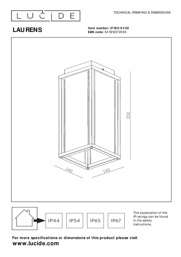 Laurens Outdoor Lights - Matt Black/Clear Glass