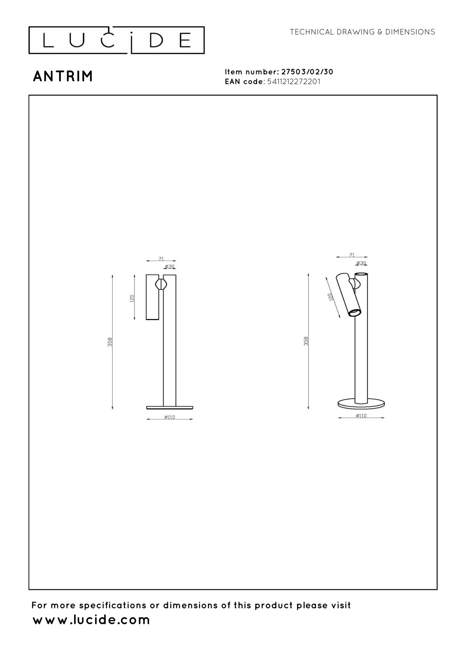 Antrim Table Lamp - Matt Black/Clear Glass