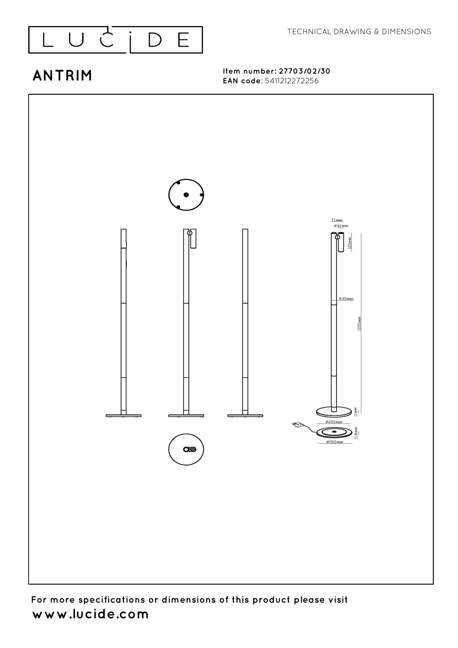 Antrim Floor Lamp - Matt Black/Clear Glass