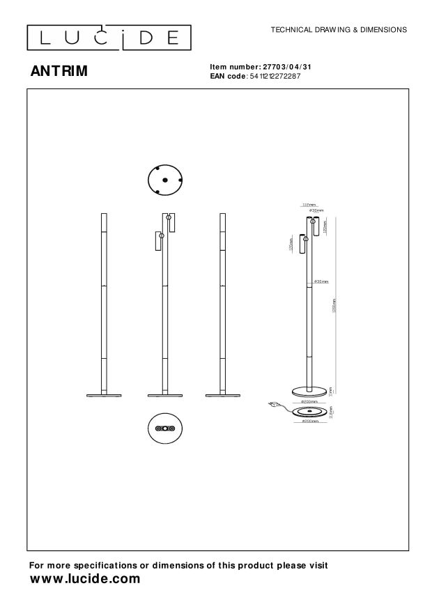Antrim Floor Lamp - Matt Black/Clear Glass