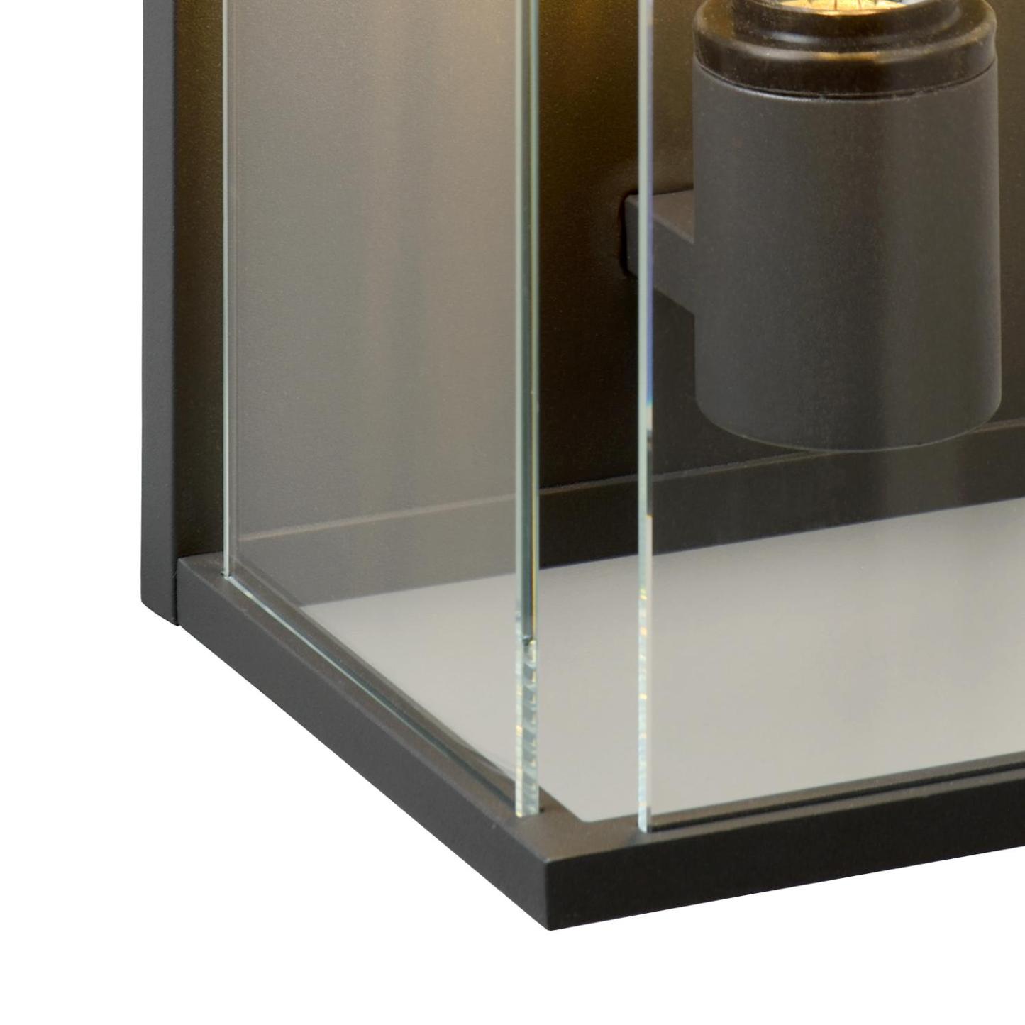 Claire Outdoor Lights - Matt Black/Clear Glass