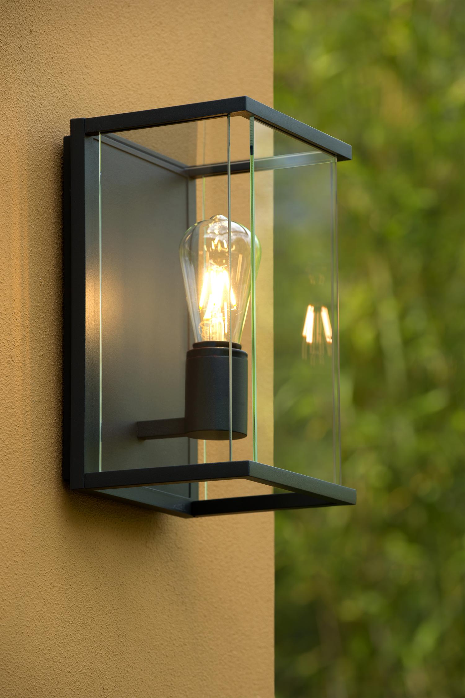 Claire Outdoor Lights - Matt Black/Clear Glass