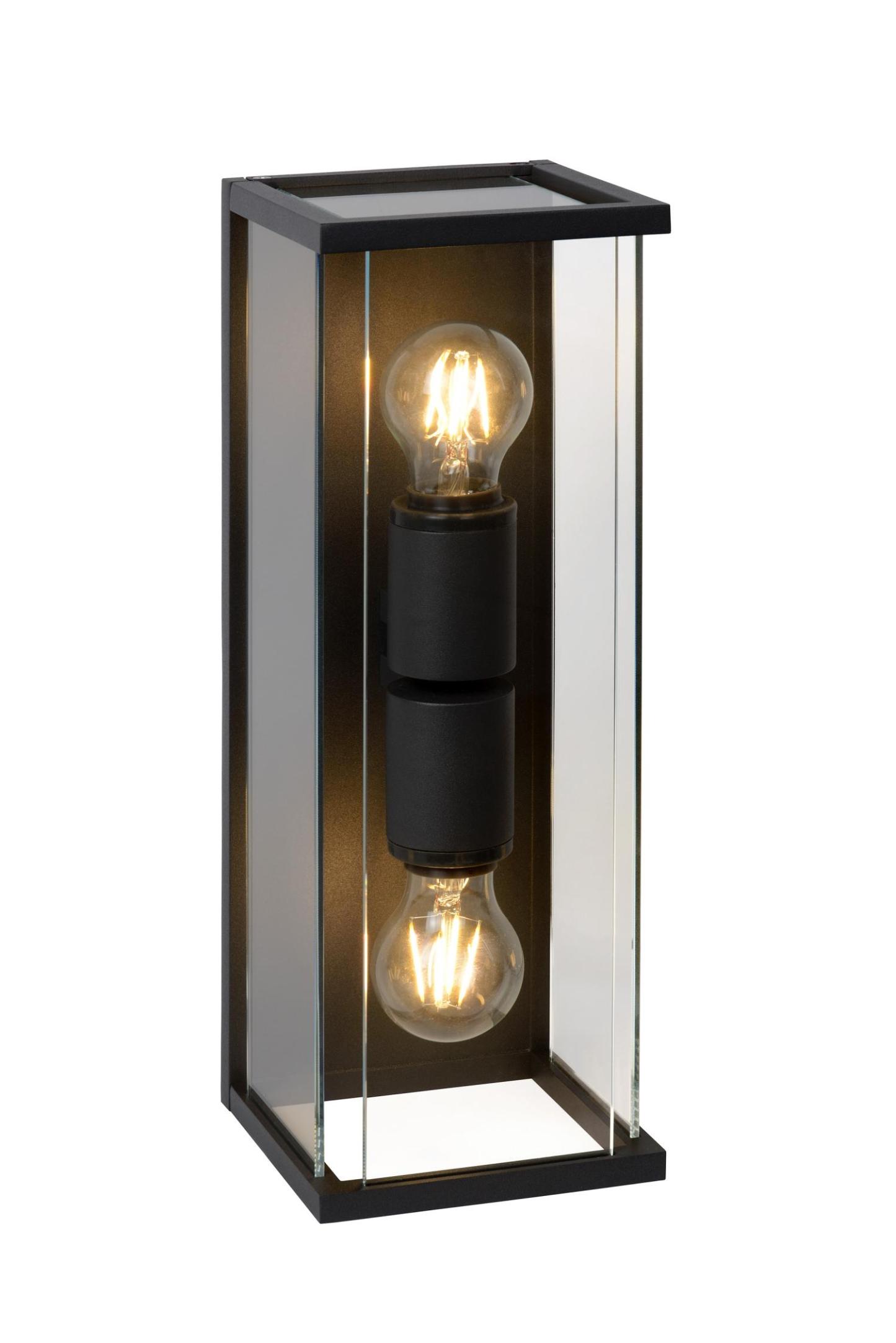 Claire Outdoor Lights - Matt Black/Clear Glass