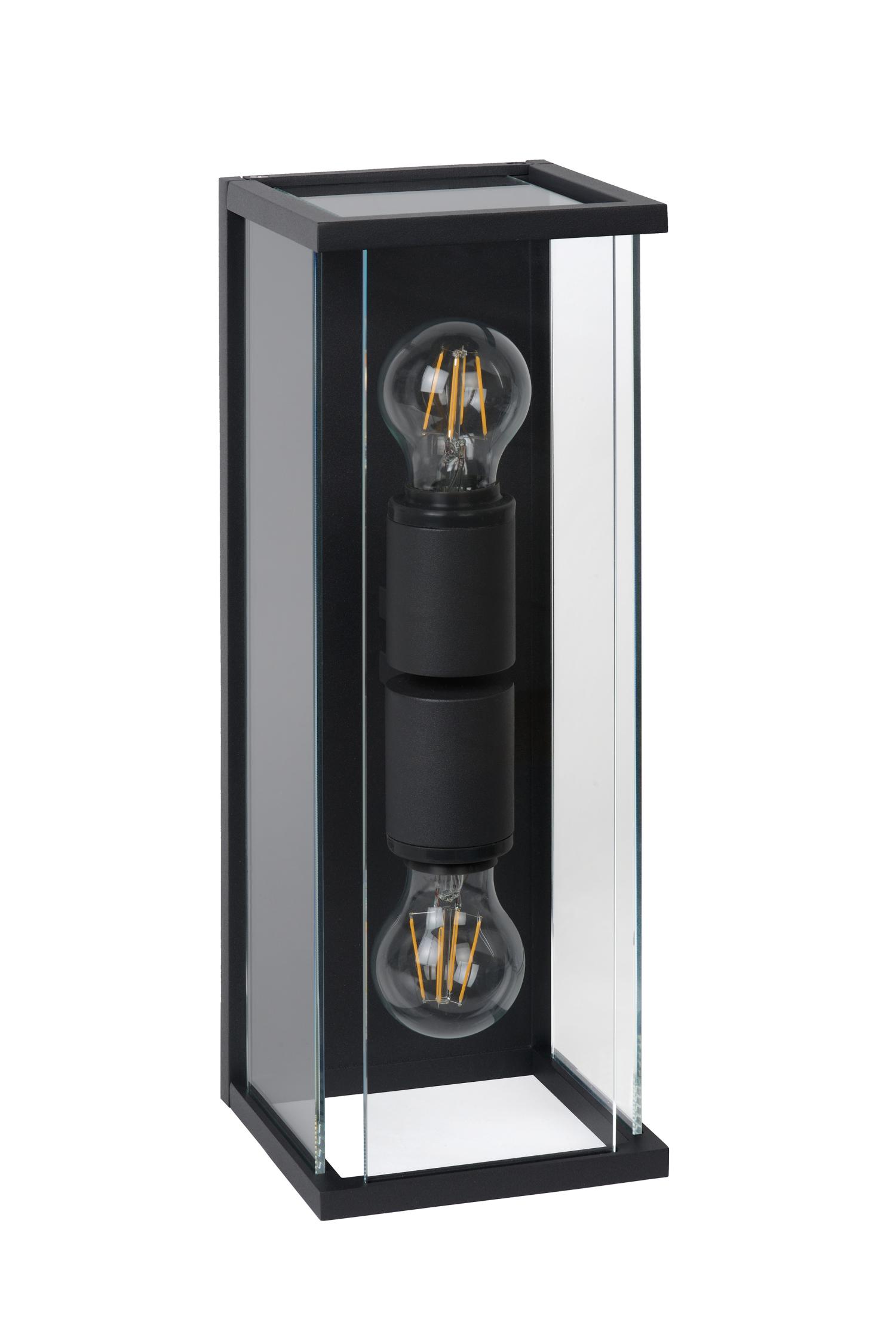 Claire Outdoor Lights - Matt Black/Clear Glass