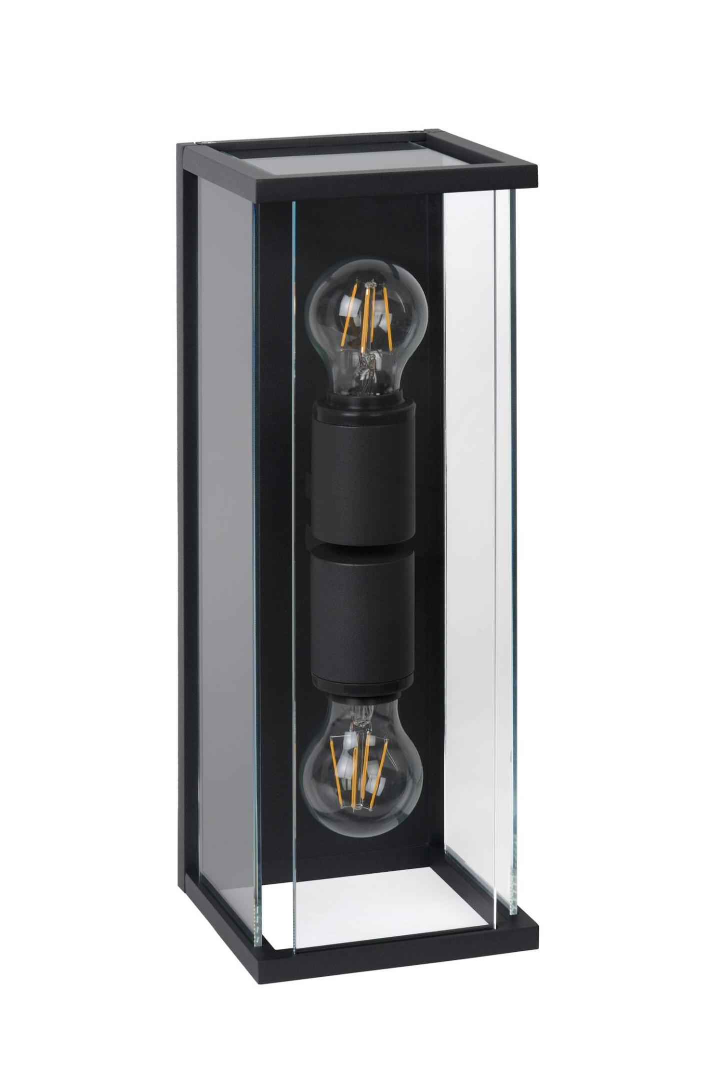 Claire Outdoor Lights - Matt Black/Clear Glass