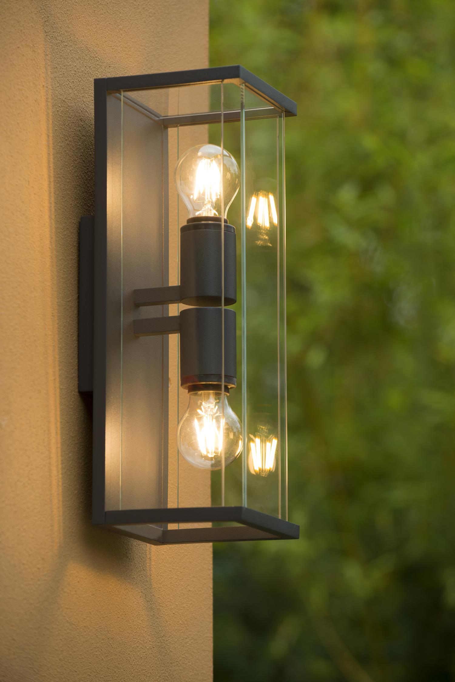 Claire Outdoor Lights - Matt Black/Clear Glass