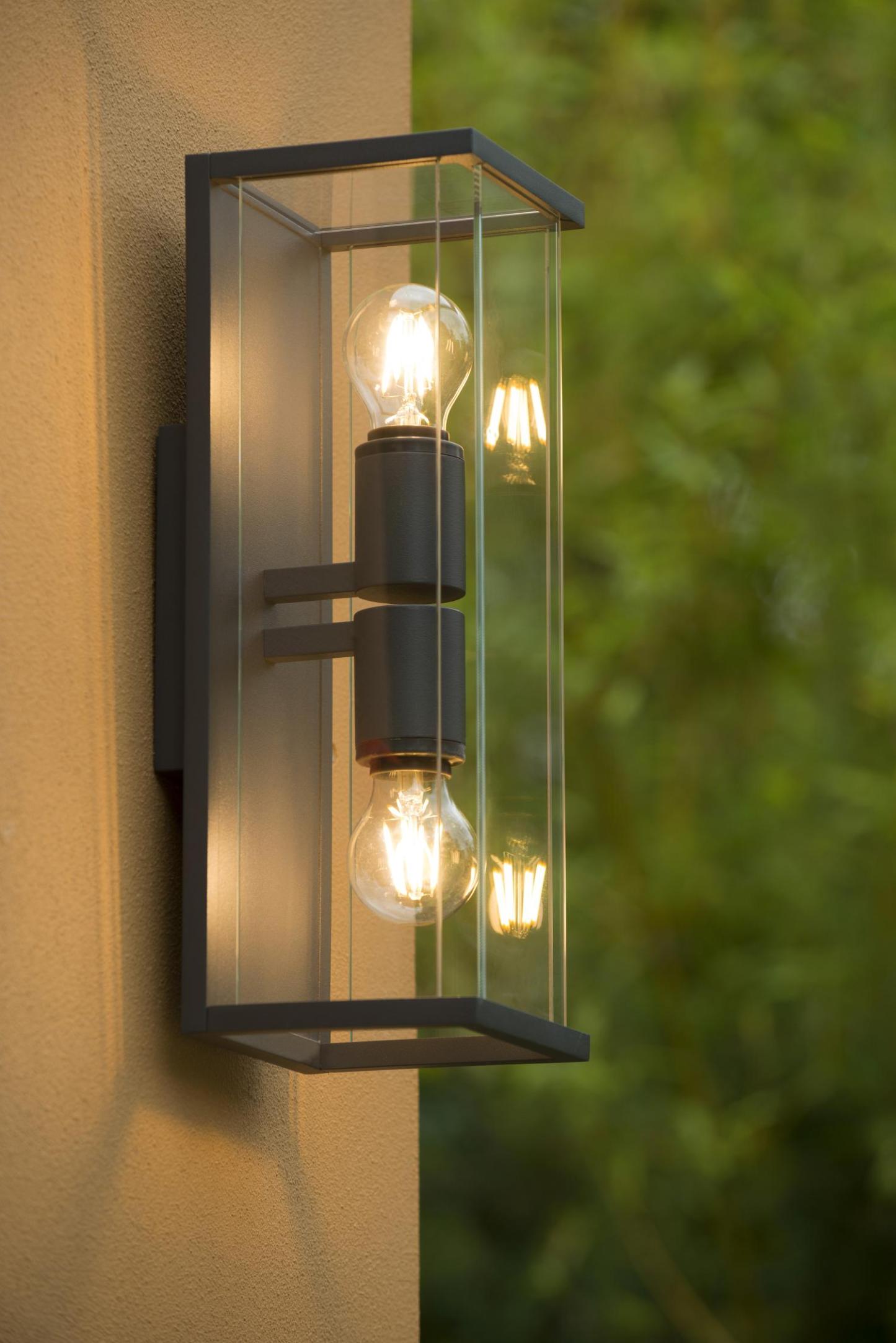 Claire Outdoor Lights - Matt Black/Clear Glass