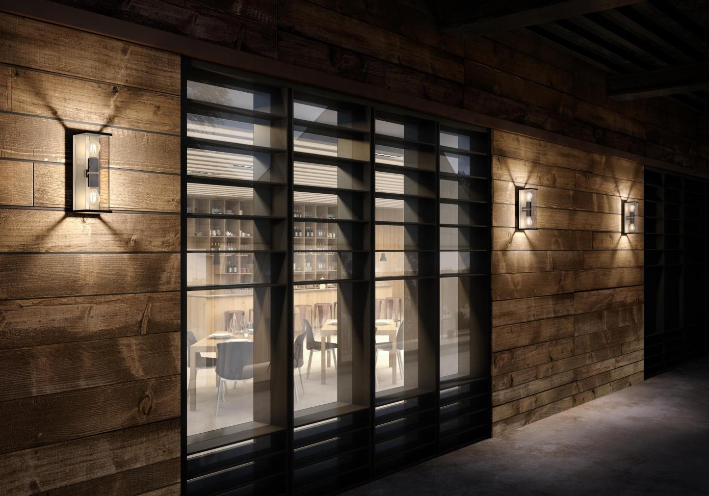 Claire Outdoor Lights - Matt Black/Clear Glass