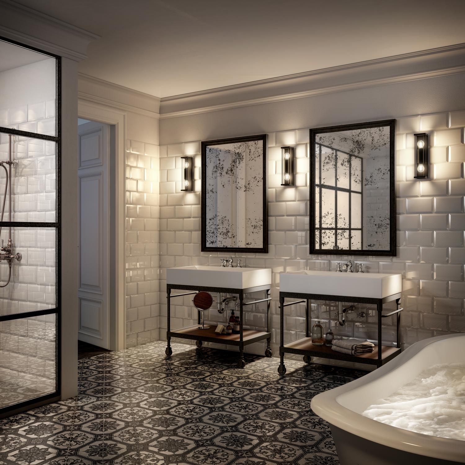 Claire Outdoor Lights - Matt Black/Clear Glass