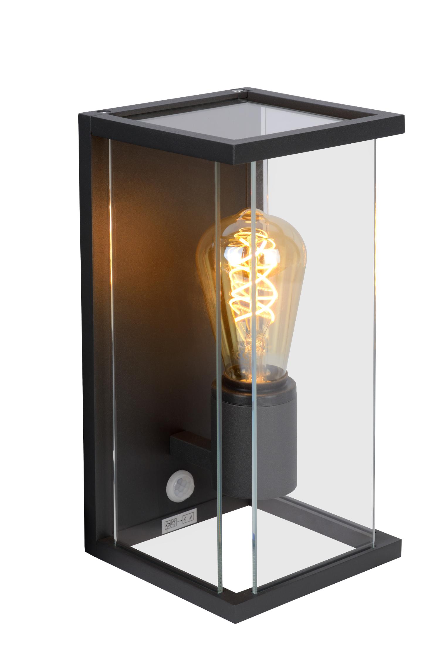 Claire Outdoor Lights - Matt Black/Clear Glass