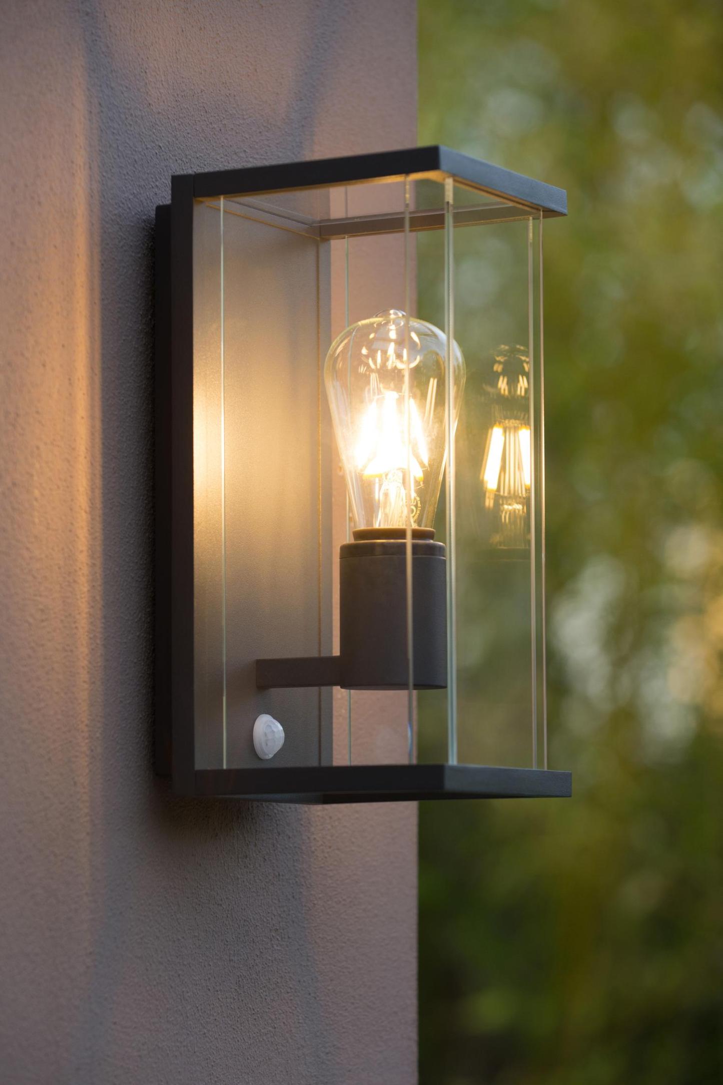 Claire Outdoor Lights - Matt Black/Clear Glass