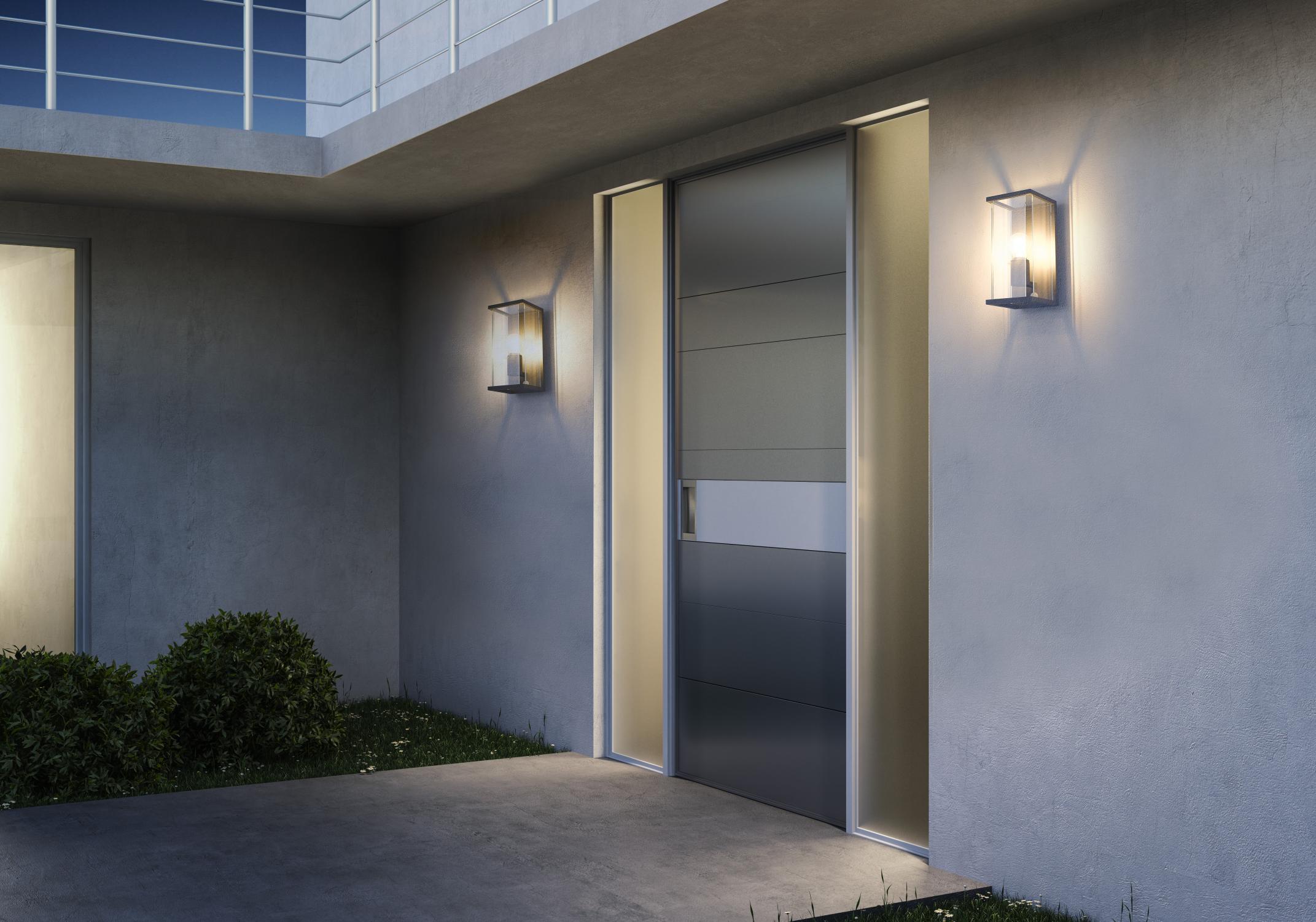 Claire Outdoor Lights - Matt Black/Clear Glass