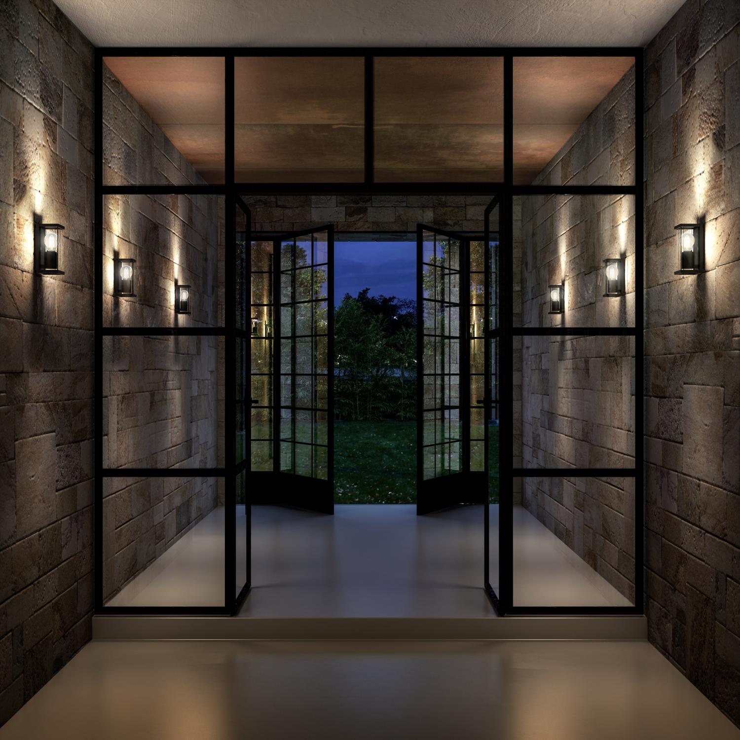 Claire Outdoor Lights - Matt Black/Clear Glass