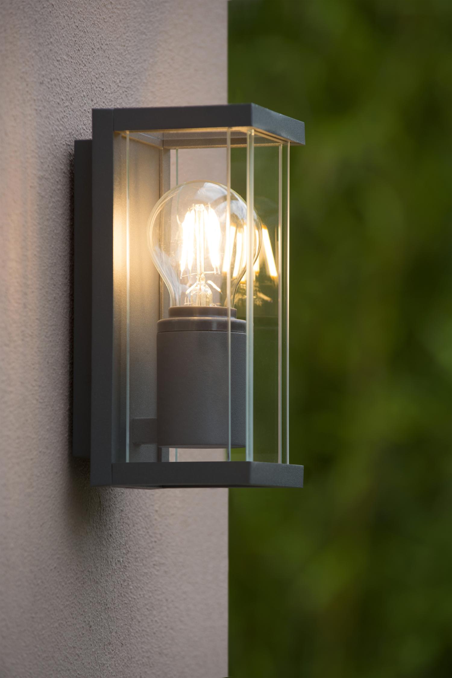 Claire Outdoor Lights - Matt Black/Clear Glass