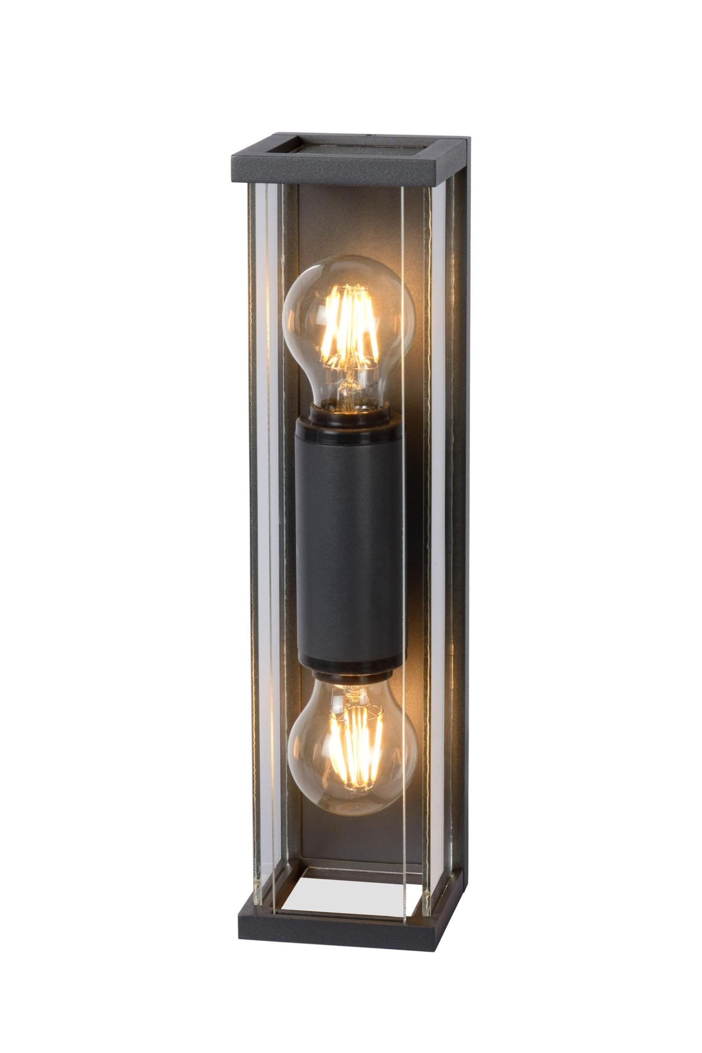 Claire Outdoor Lights - Matt Black/Clear Glass
