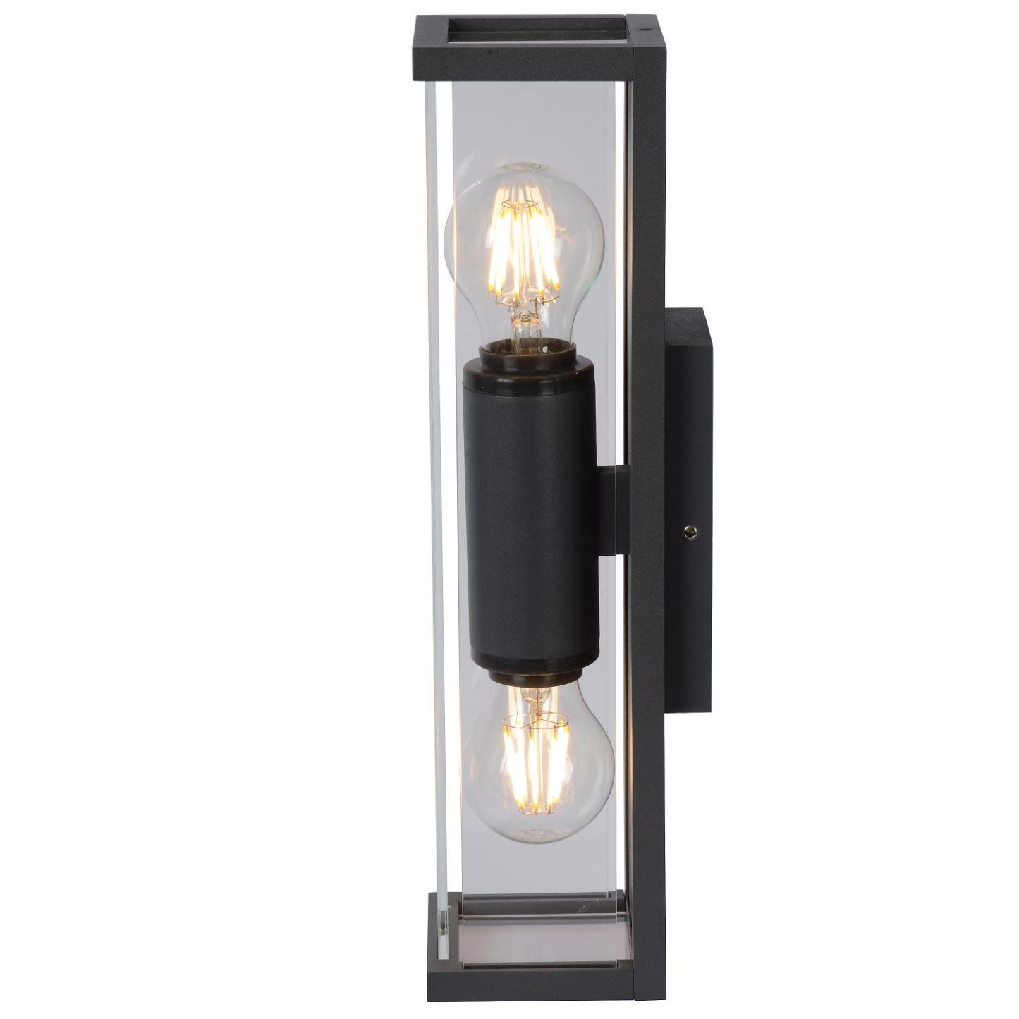 Claire Outdoor Lights - Matt Black/Clear Glass