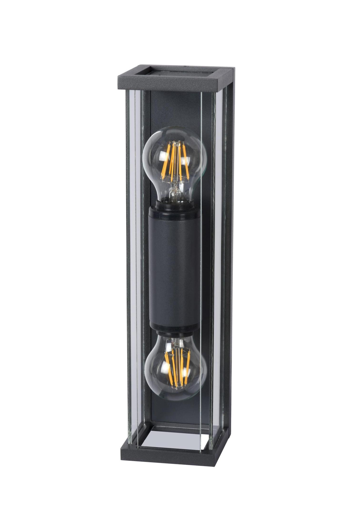 Claire Outdoor Lights - Matt Black/Clear Glass