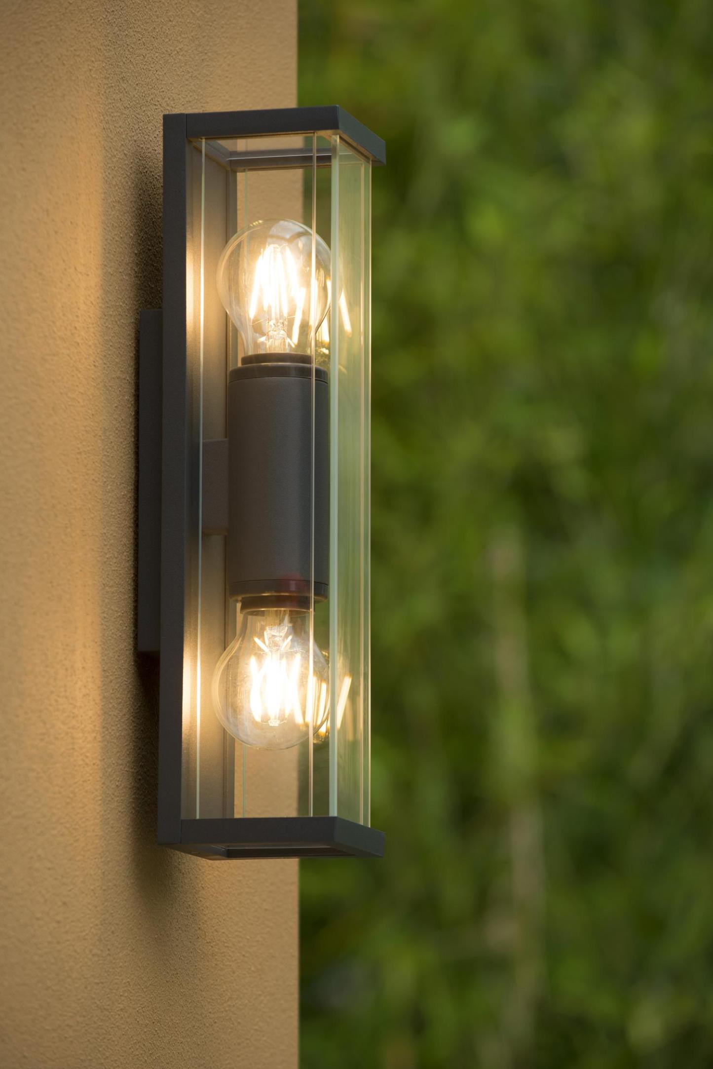 Claire Outdoor Lights - Matt Black/Clear Glass
