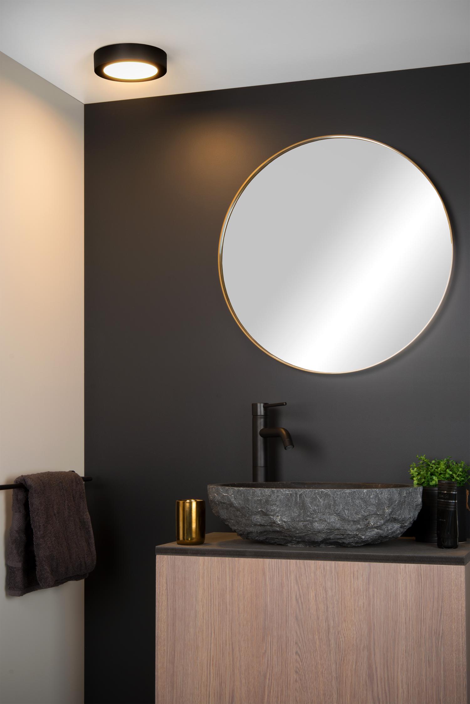 Brice Ceiling Lights - Matt Black/Opal - 180mm Diameter