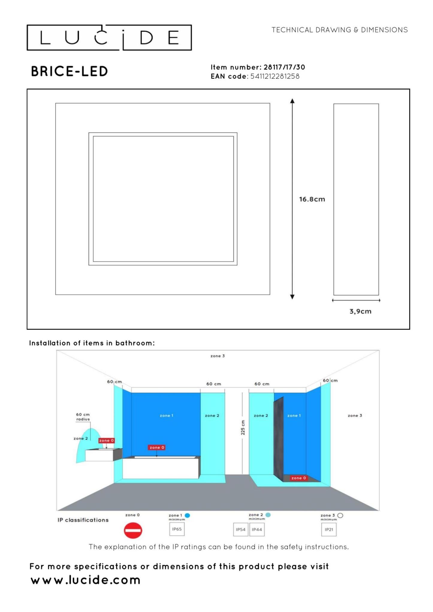 Brice Ceiling Lights - Matt Black/Opal - 168mm