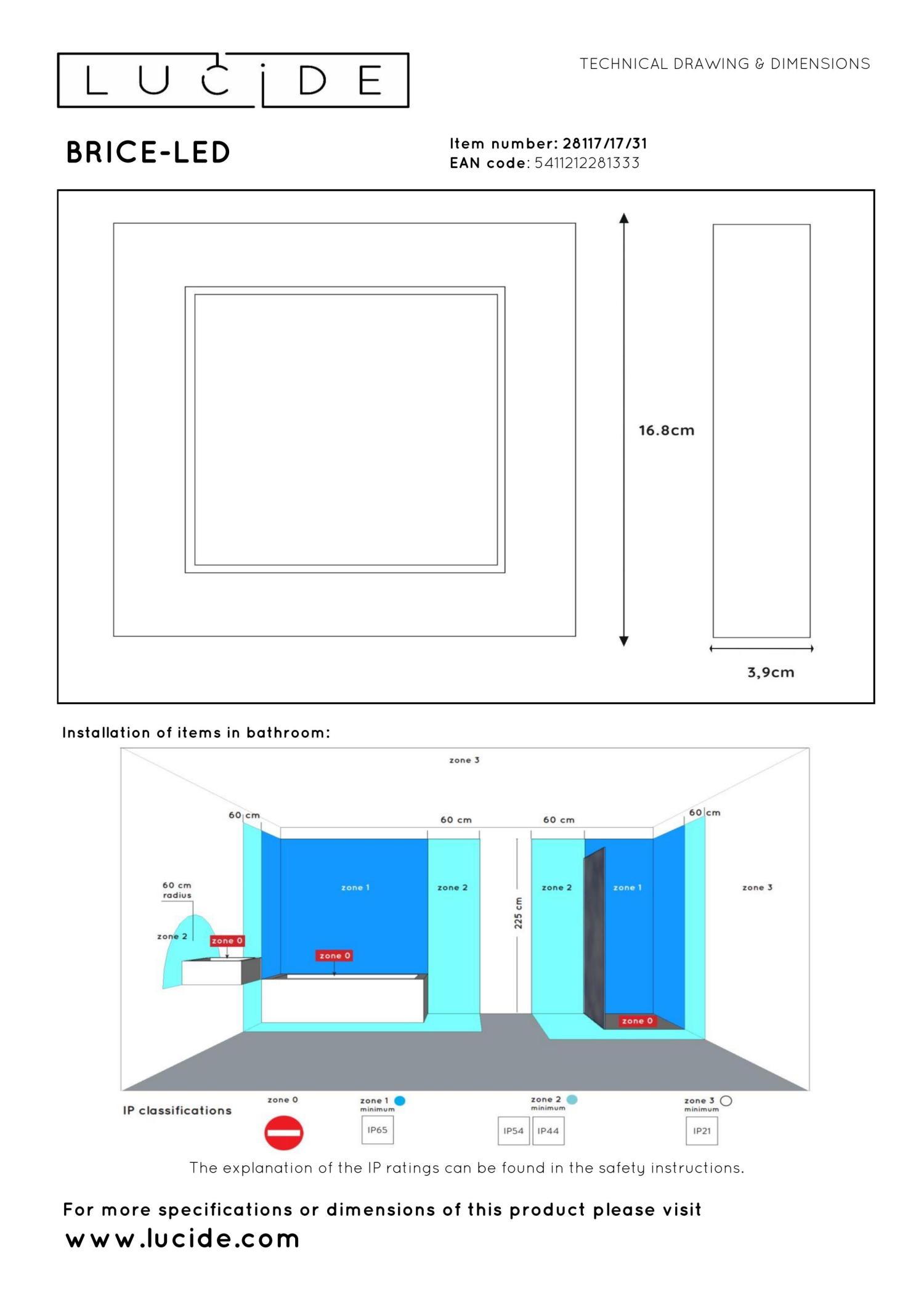 Brice Ceiling Lights - Matt Black/Opal - 168mm