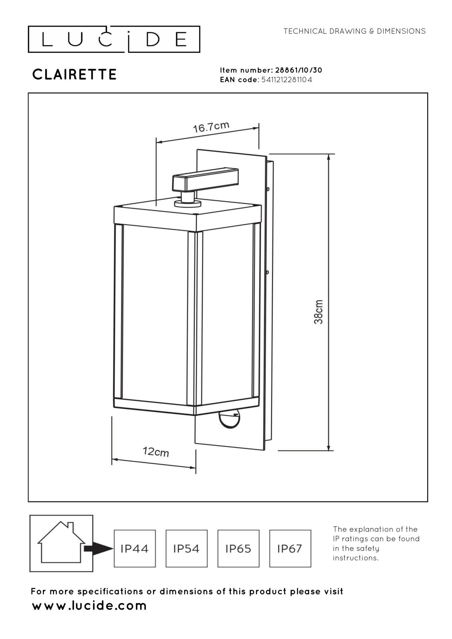 Clairette Outdoor Lights - Matt Black/Clear Glass